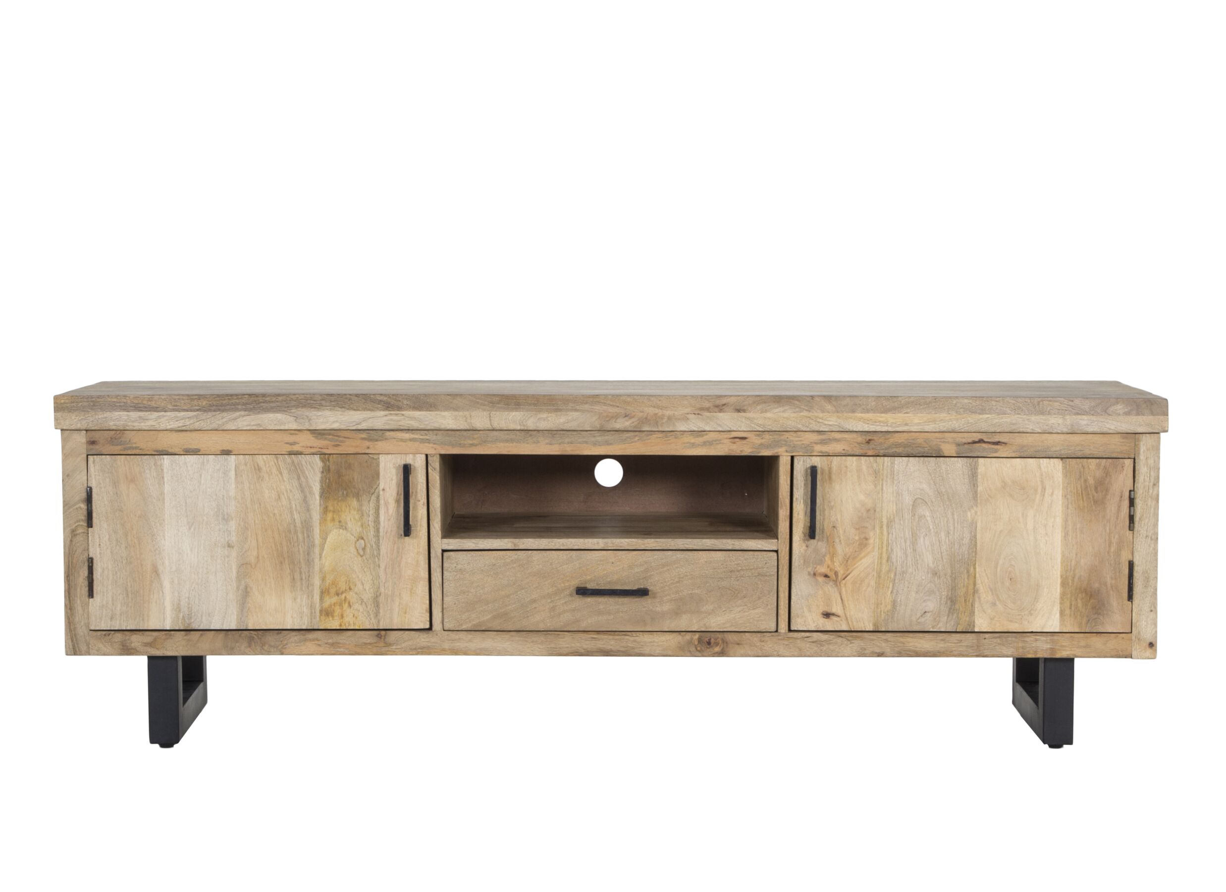 Tv-meubel Boqueria 180x42,5cm - mango massief & metaal - naturel