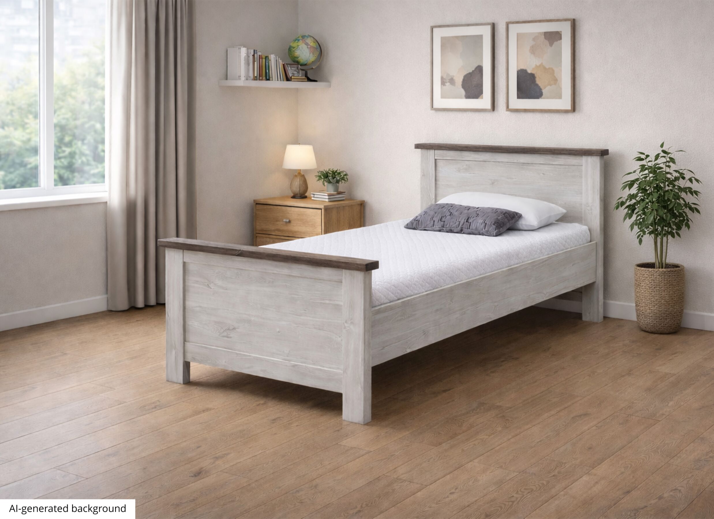 AI Generated - Bed Eline 90x200cm - decor - white oak & autumn oak