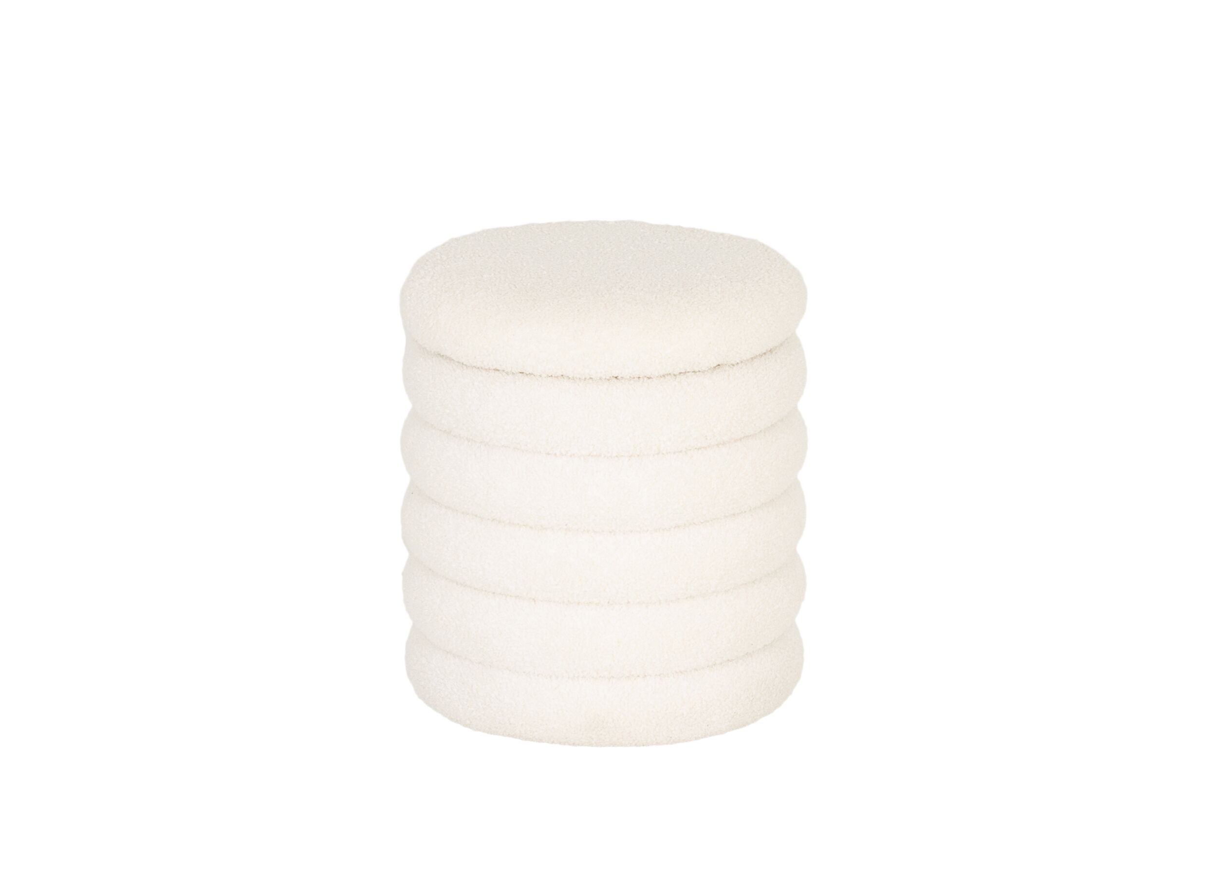 Plus Important - Pouf Opio avec rangement Ø38cm - bouclé - blanc