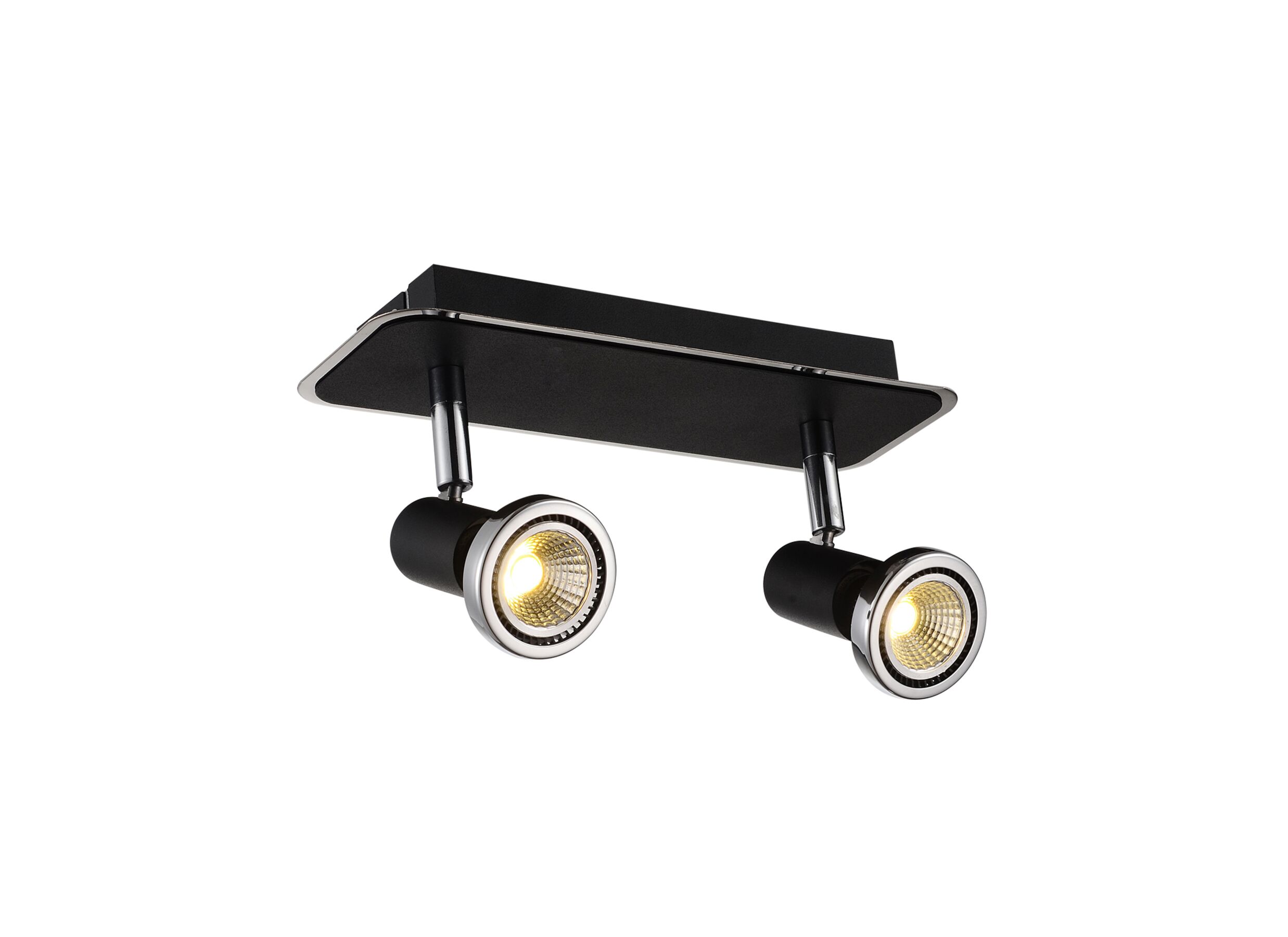 Spot LED avec 2 spots 5W GU10 chrome noir - Spot LED avec 2 spots 5W GU10 chrome noir