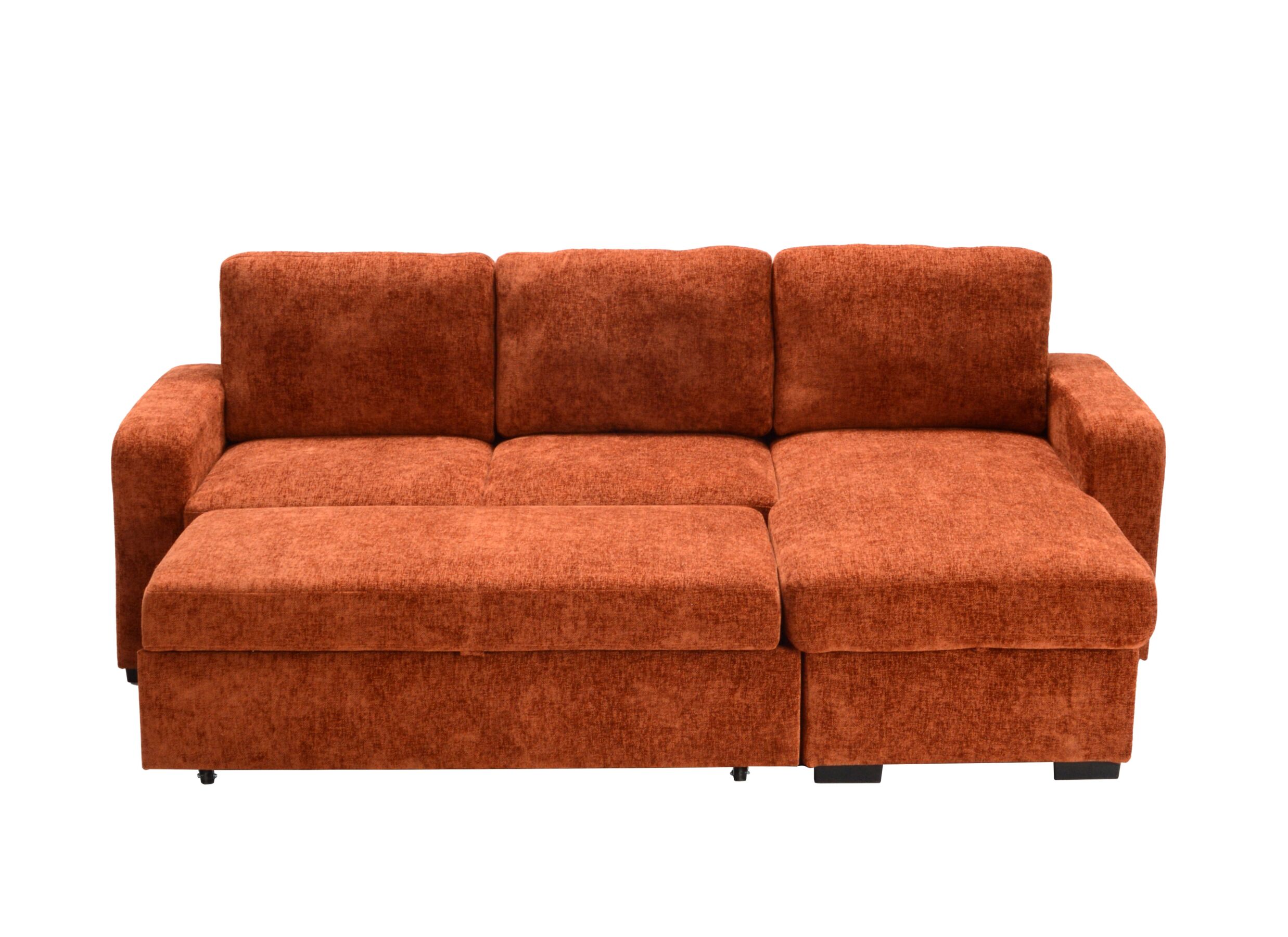 Aperçu - Canapé d'angle Zenith 243x156cm - tissu - rouille 2 personnes avec fonction de lit et rangement