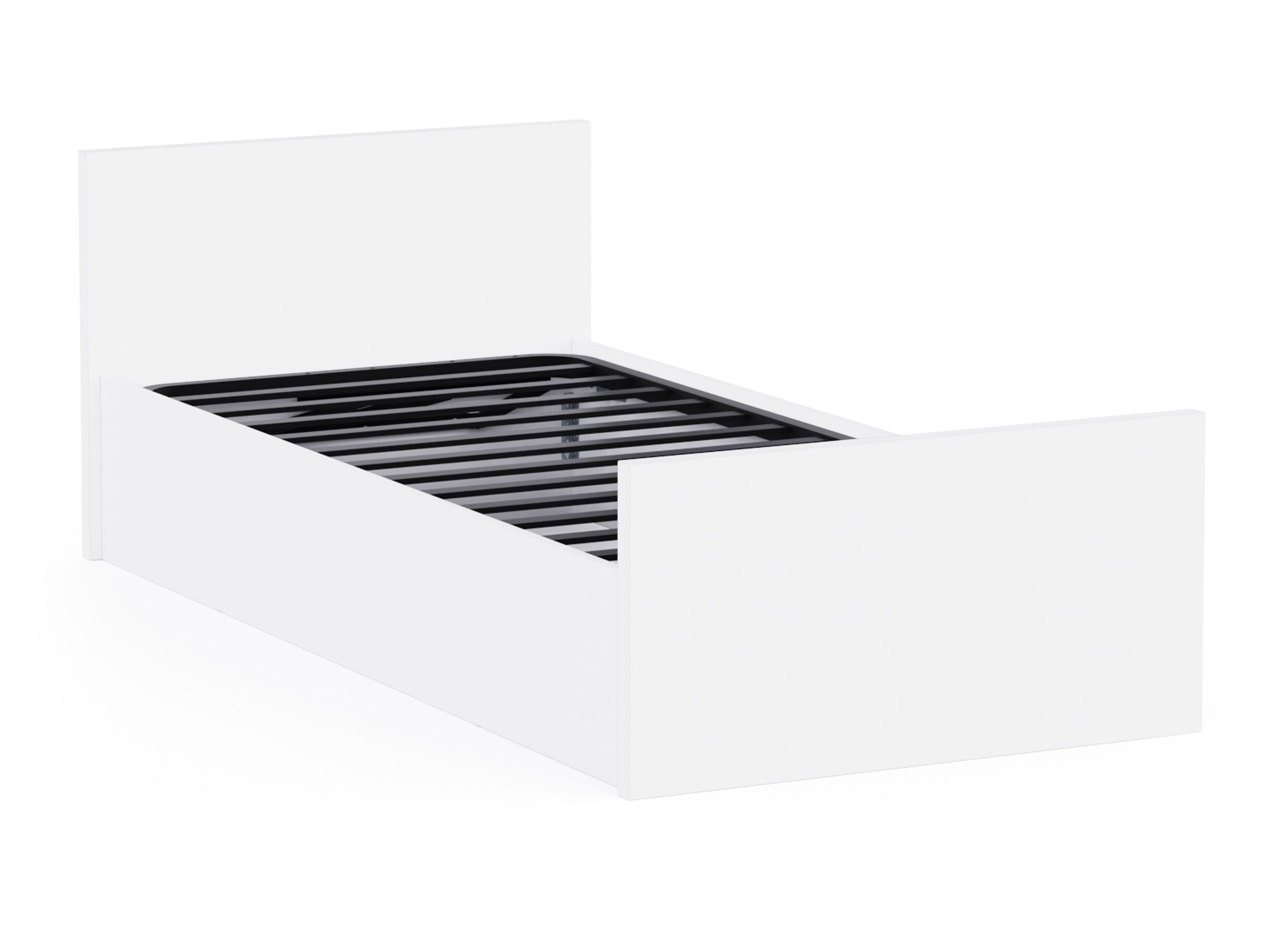 Bed Clyde 90x200cm - decor - wit met opbergruimte - Lit Clyde 90x200cm - décor - blanc avec rangement