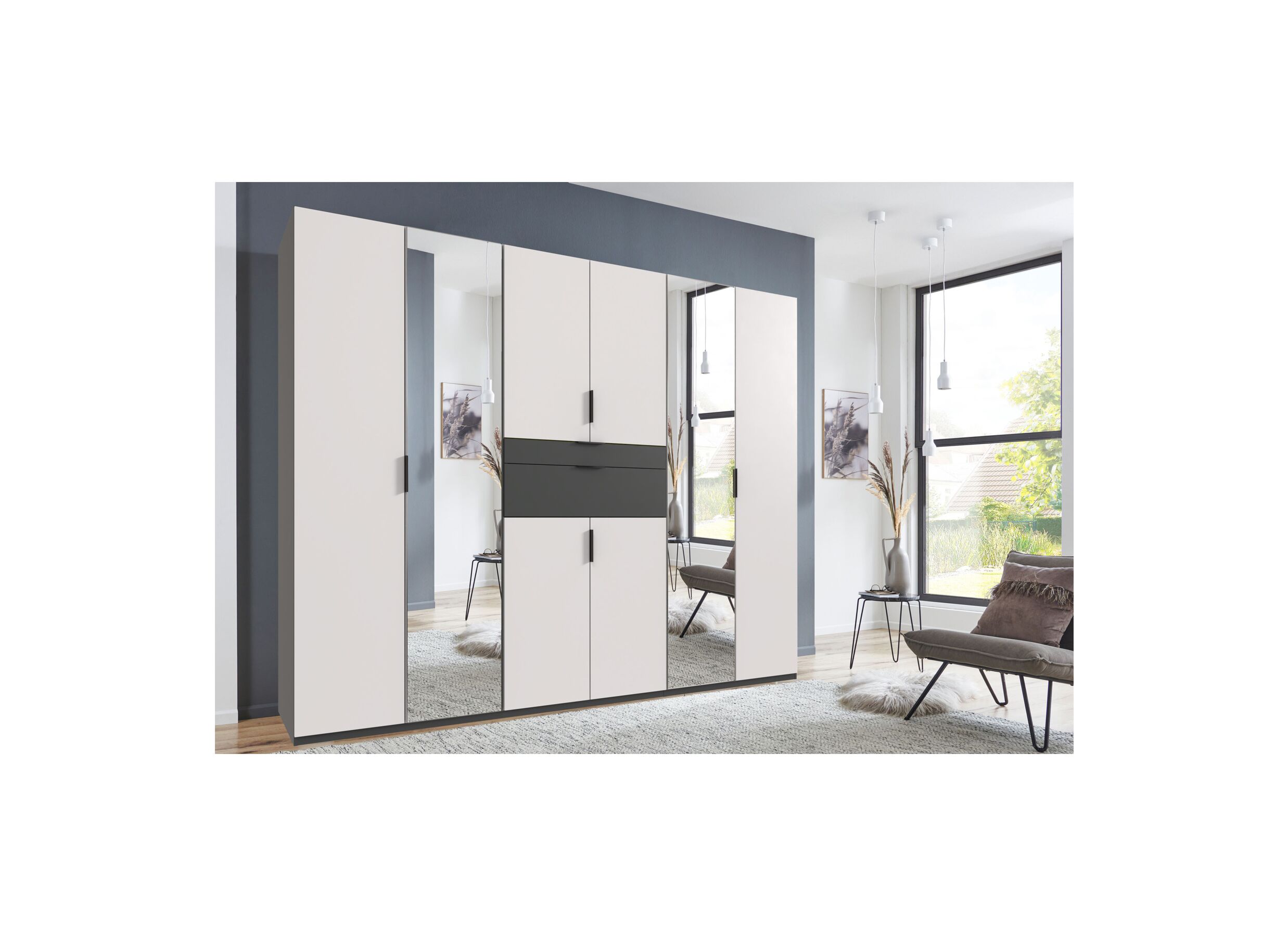 Foto ambiance - Garde-robe Moldau 270cm - décor - blanc/graphite