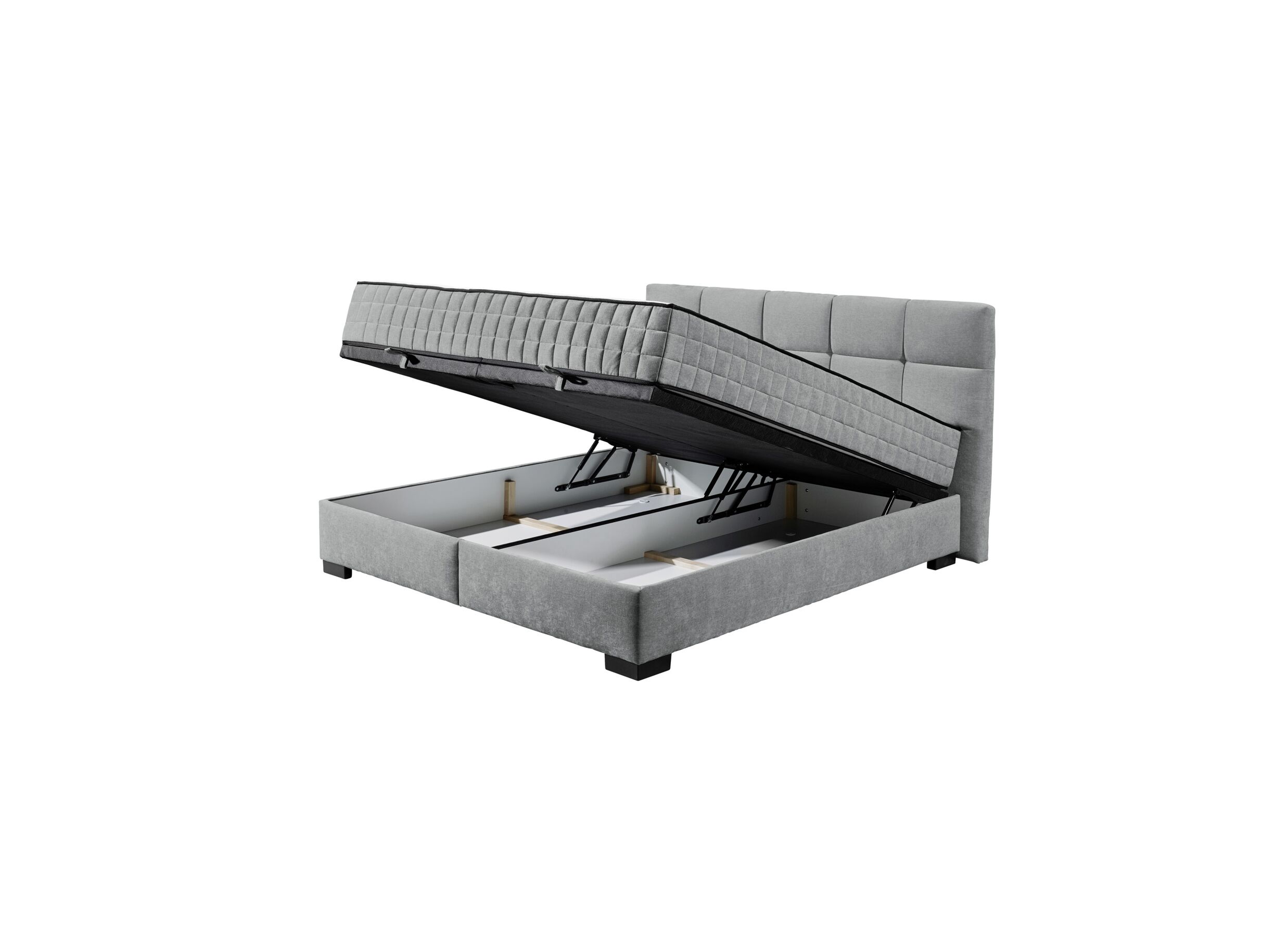 Aperçu - Lit box Nagol A 180x200cm avec rangement tissu anthracite