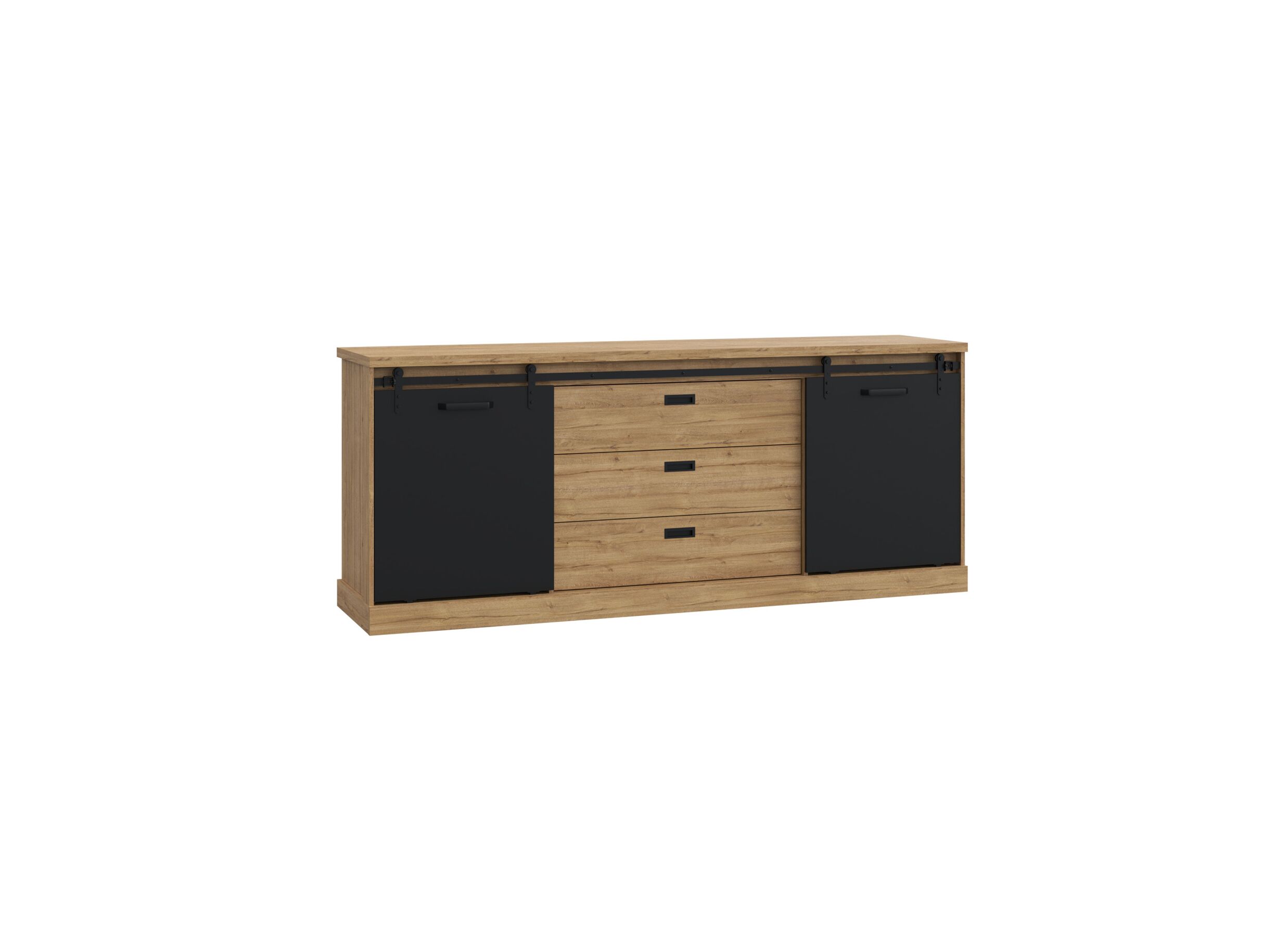 Buffet 213cm - Buffet Kaszimiro 213cm - panneau décor - chêne waterford/noir