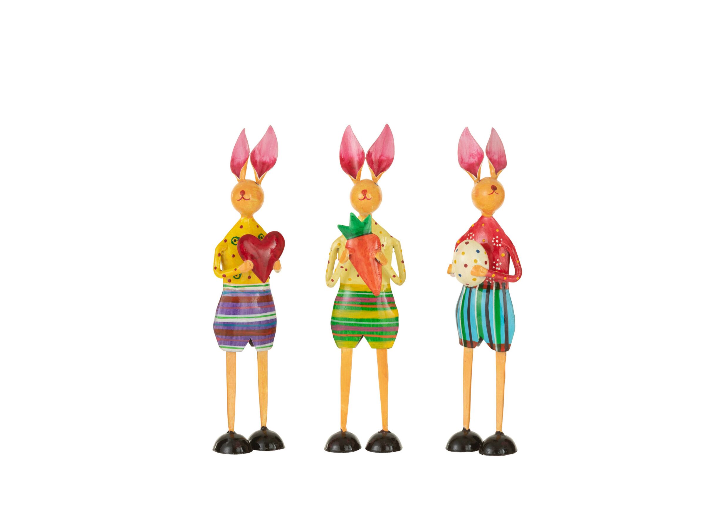 Figuur Konijn met hart - Figurine Lapin avec cœur, œuf ou carotte H25cm
