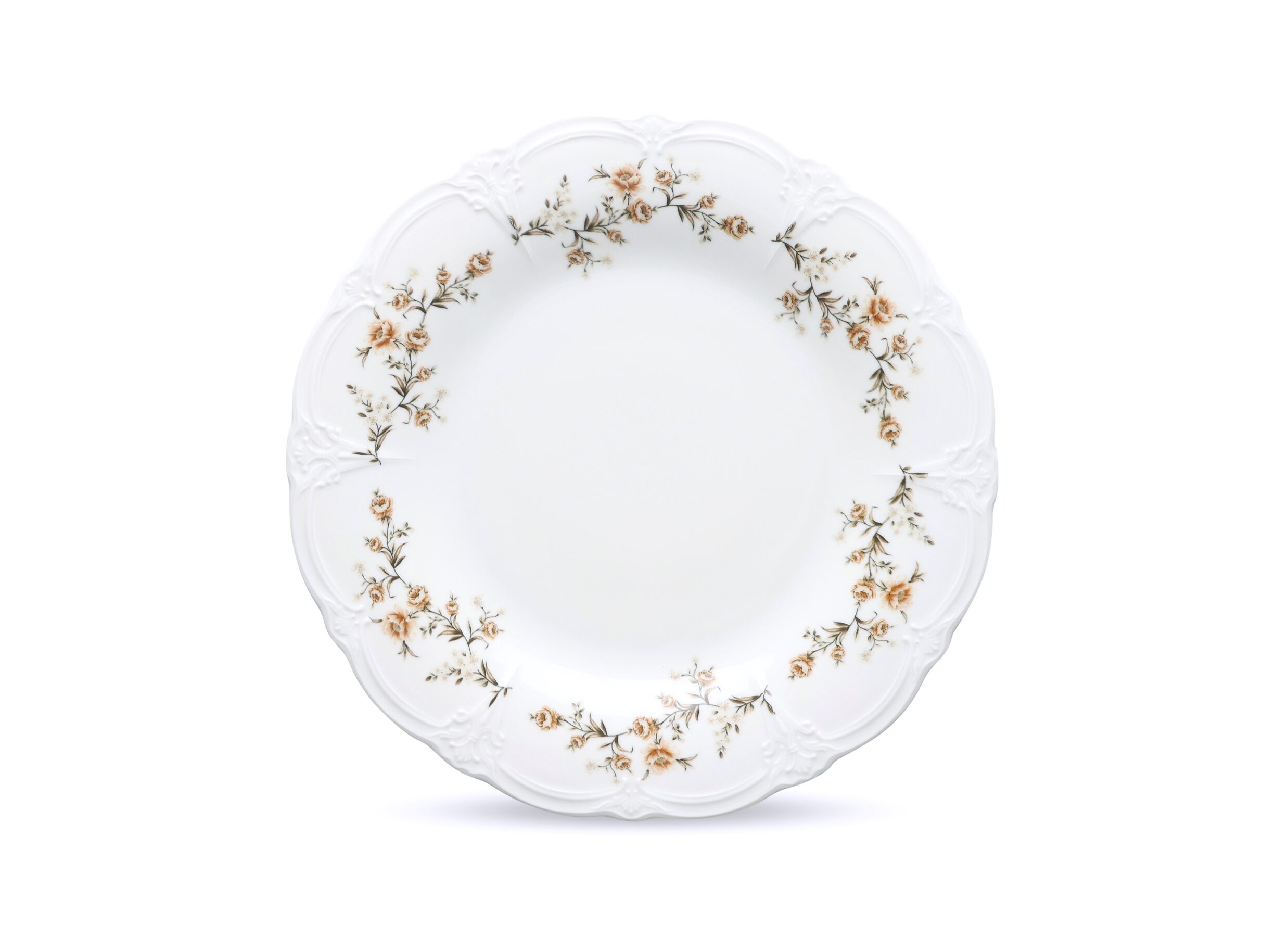 Bord Retro Brown Flower Ø32cm - porselein - wit - Assiette Retro Brown Flower Ø32cm - porcelaine - blanc