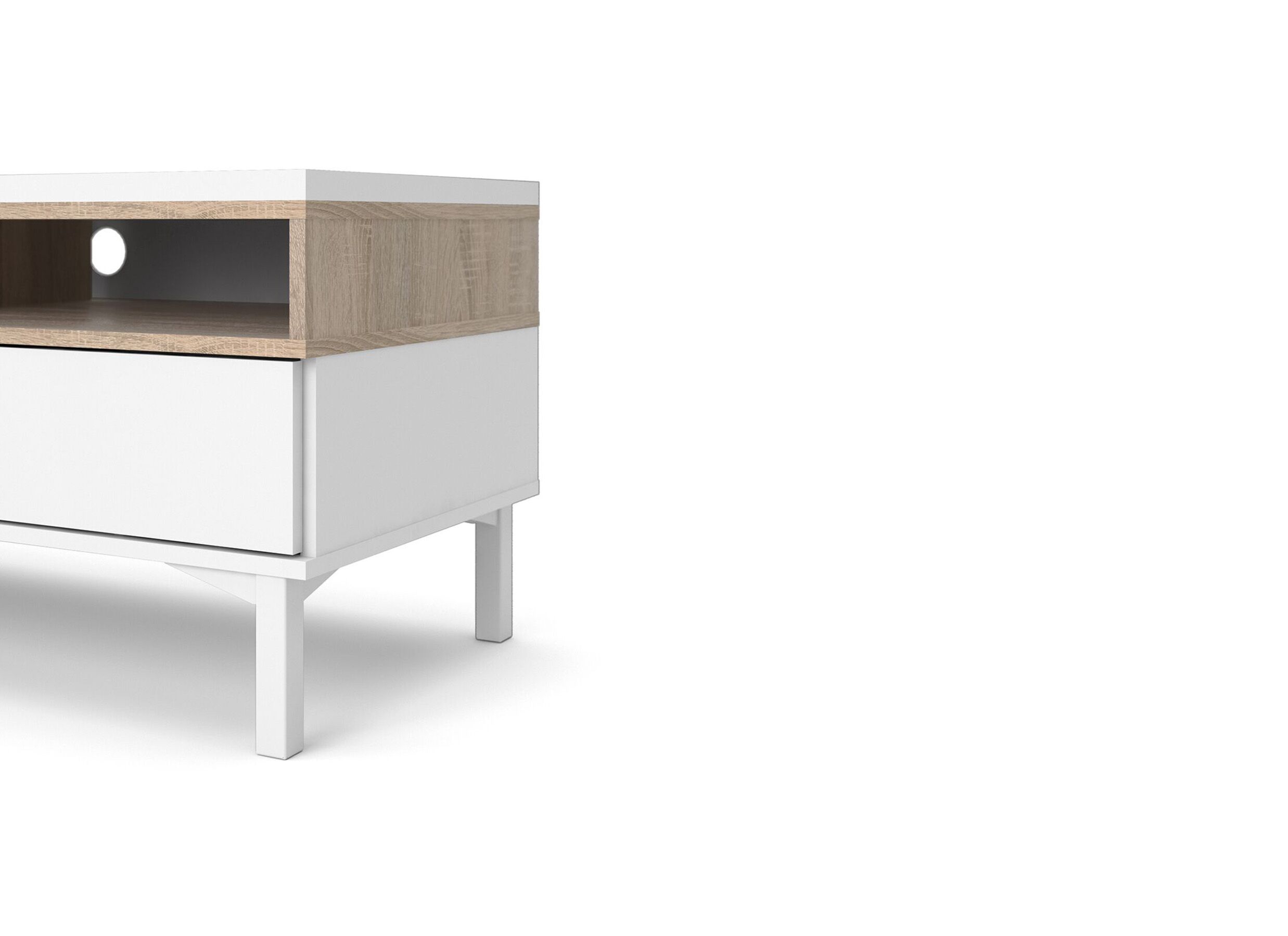 Detailfoto - Tv-meubel Roomers 156cm - spaanplaat - witte eik