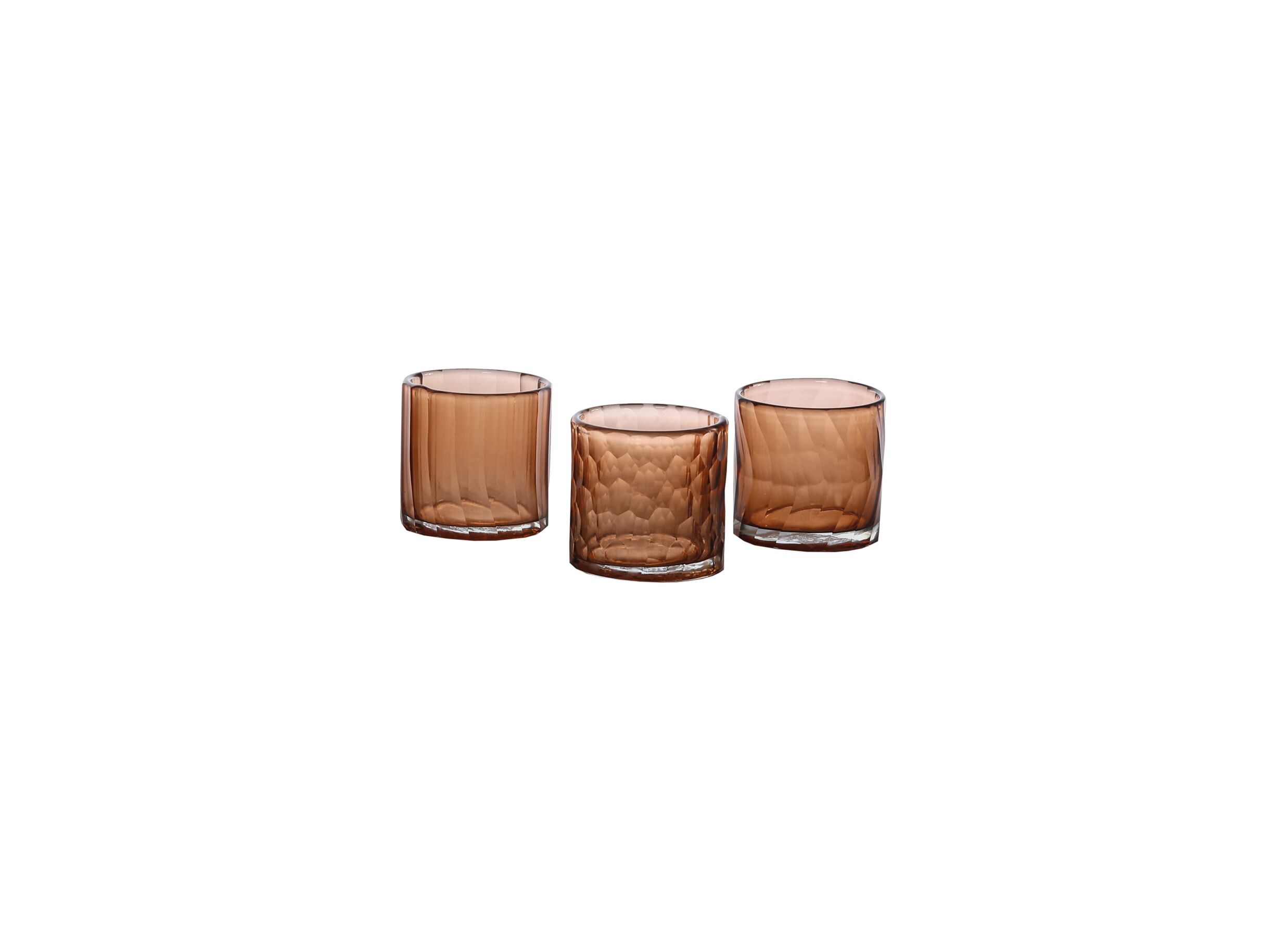 Theelichthouder Cassis Ø7x7cm - glas - bruin - Photophore Cassis Ø7x7cm - verre - brun