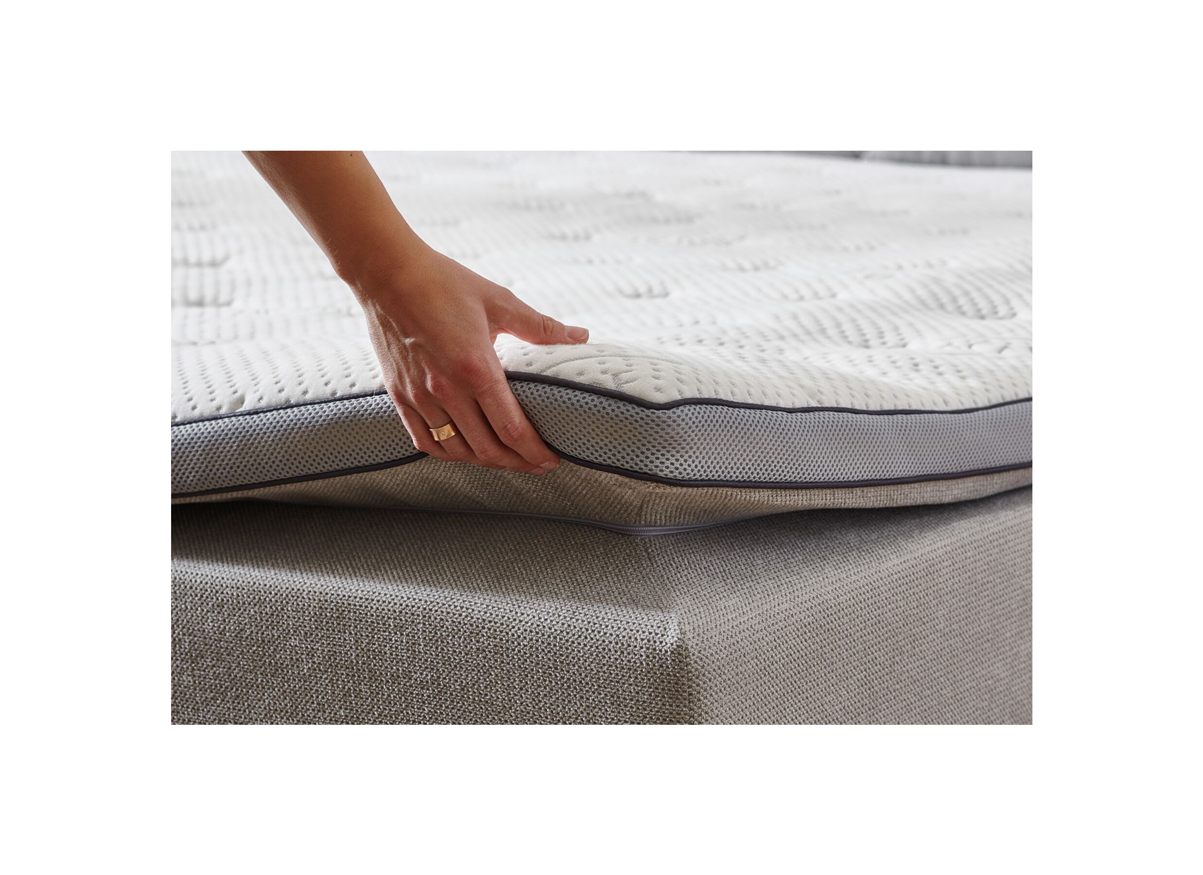 Boxspring BX2180 Rockaway 140x200cm stof grijs