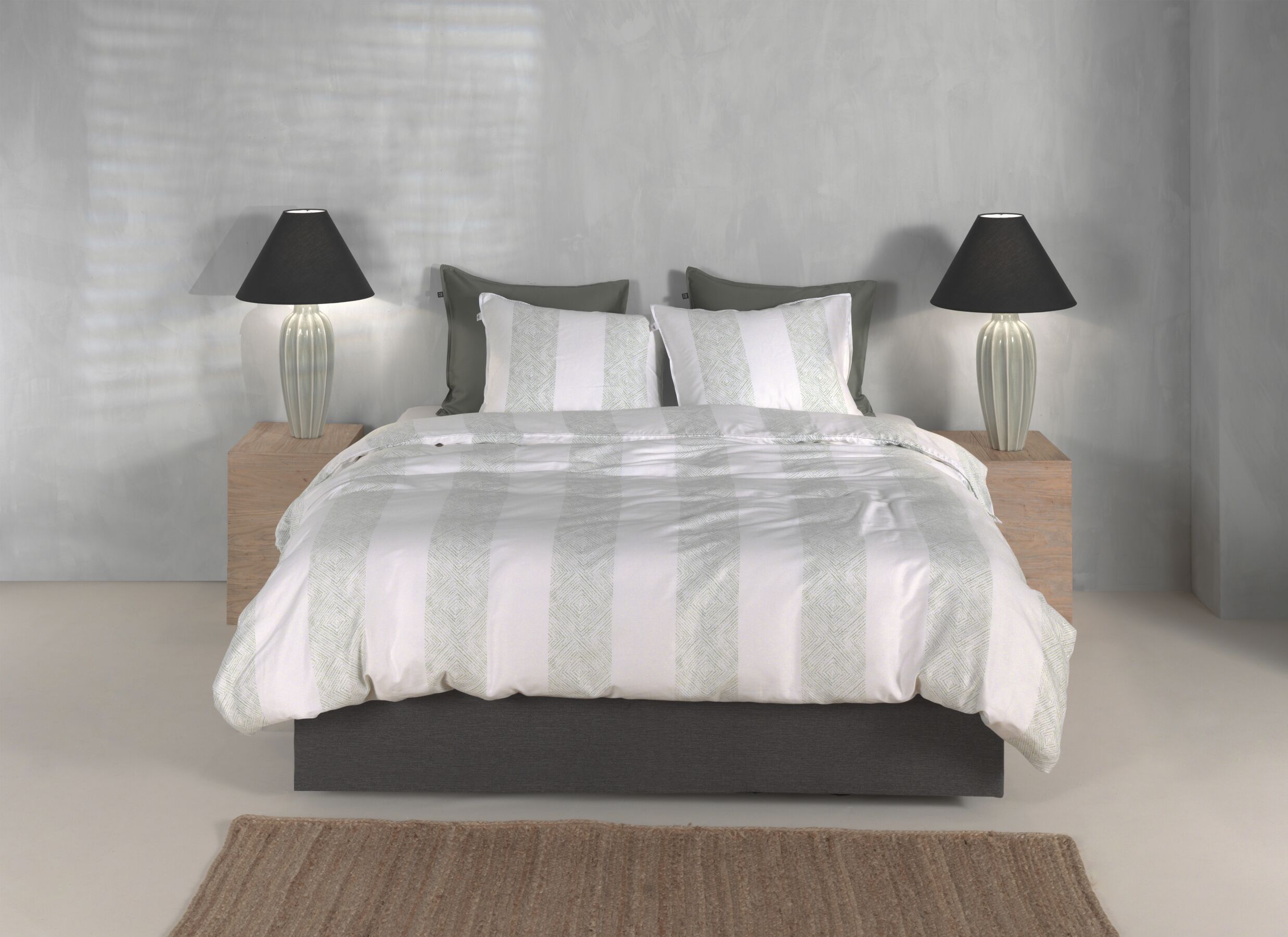 Foto ambiance - Housse de couette 260x220cm - satin de coton - foam green