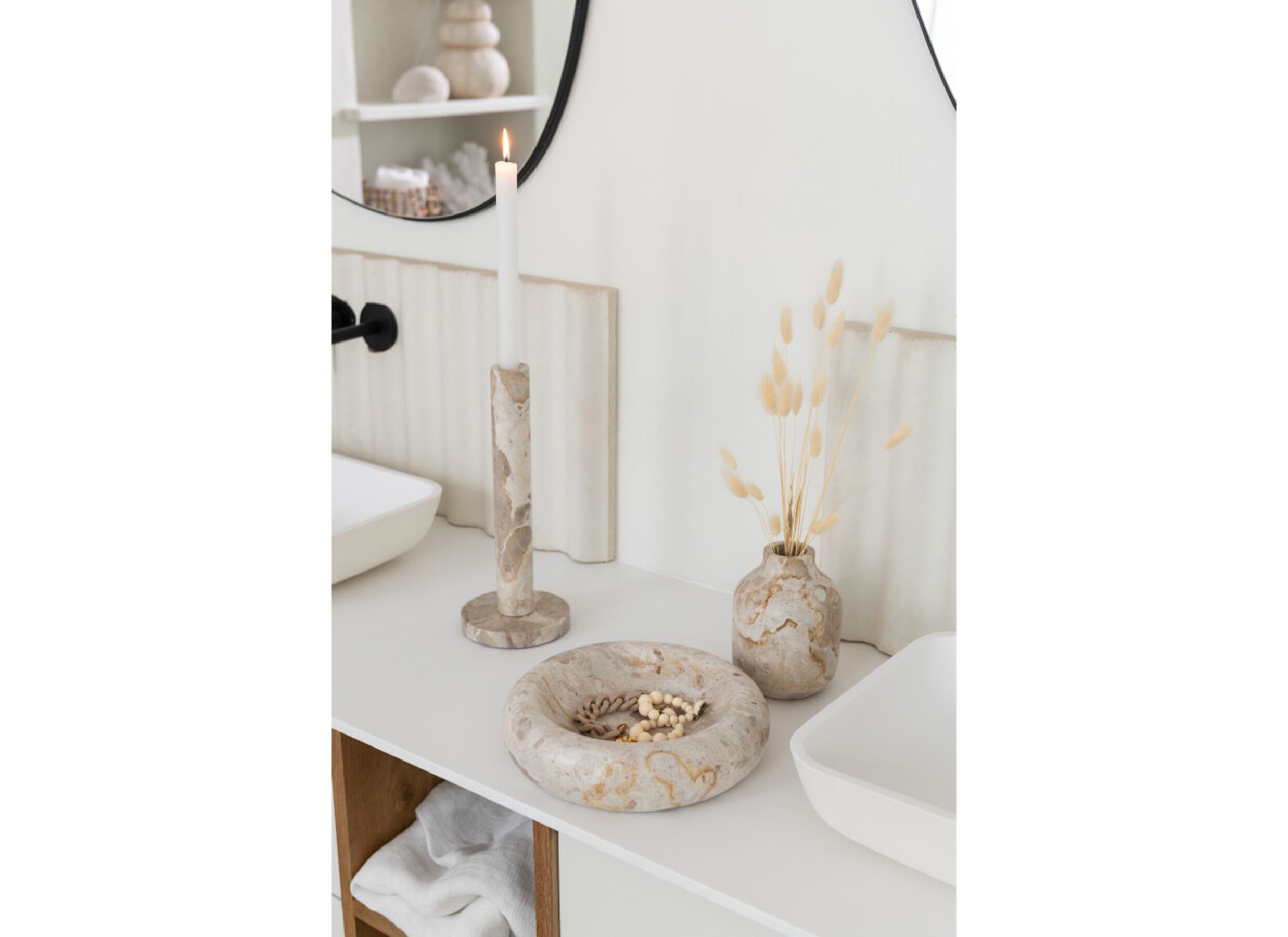 Sfeerfoto - Vaas H15cm - marmer - beige