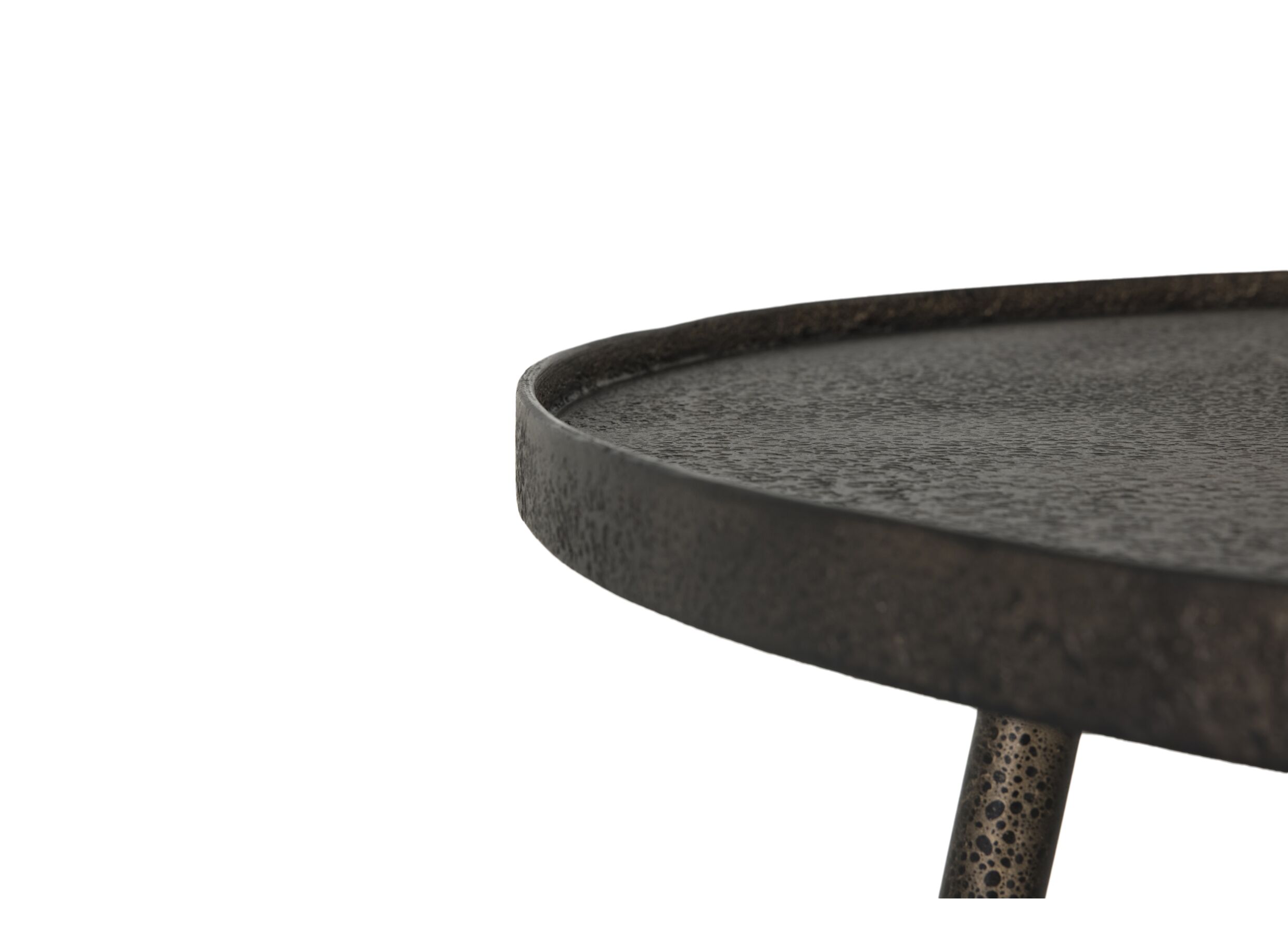 Detail - Table basse Felix Ø80cm - bois massif recyclé - noir