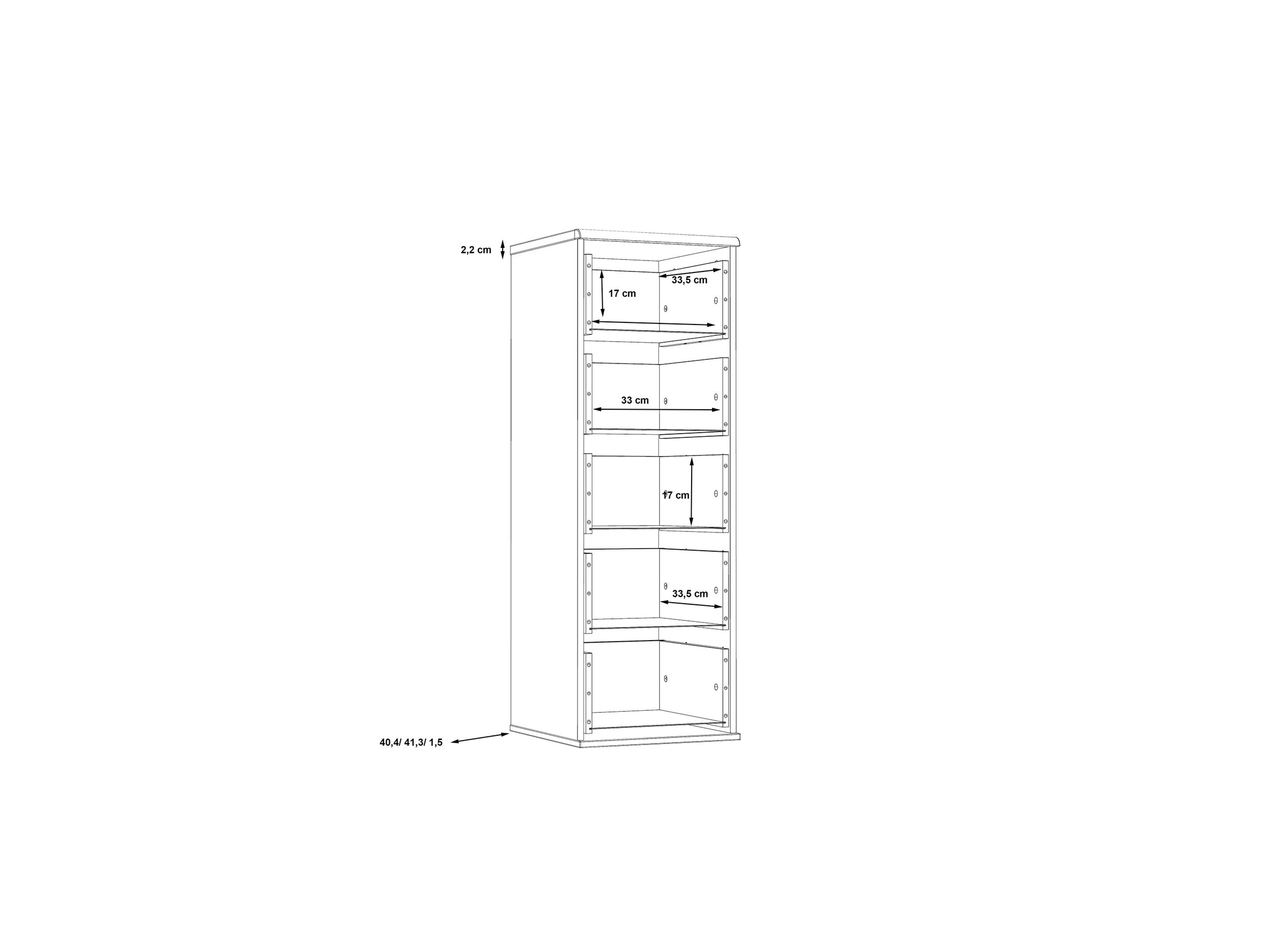 Dimensions - Commode Dolce 40x41x118cm - décor - mud oak/black oak