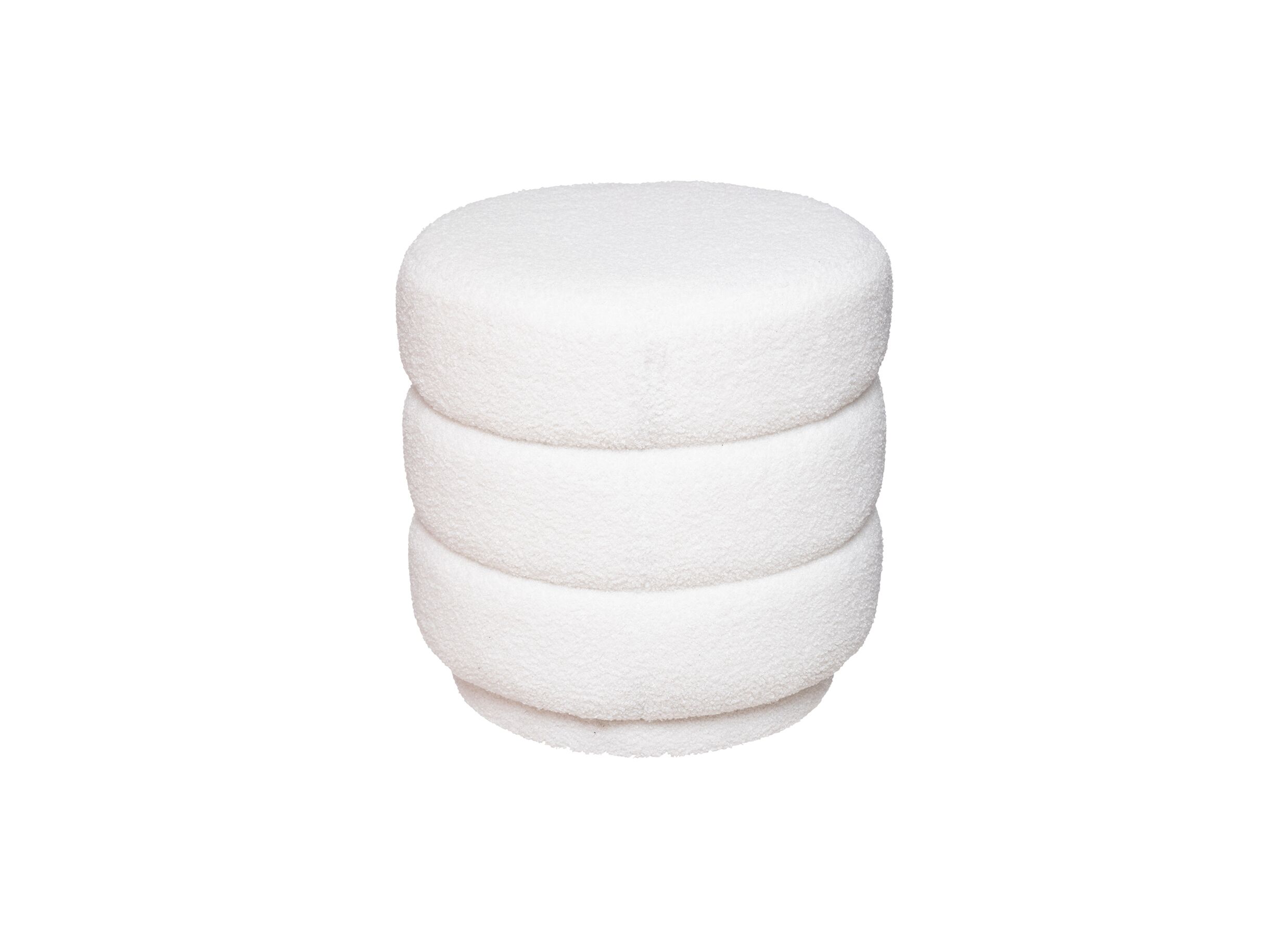 Poef Boucle Ø40cm stof wit