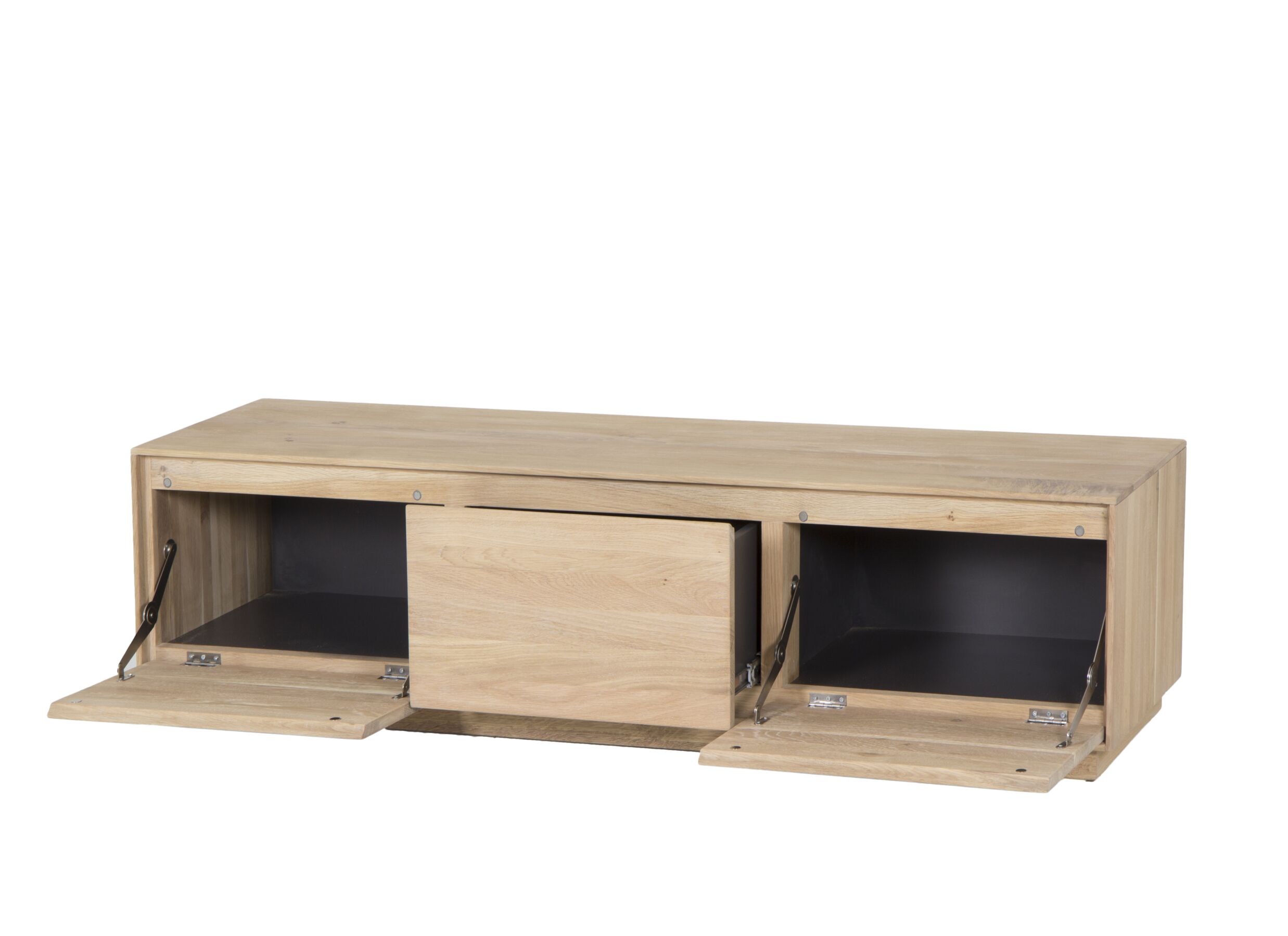 Meuble TV Caviar 165cm - chêne massif & décor - naturel