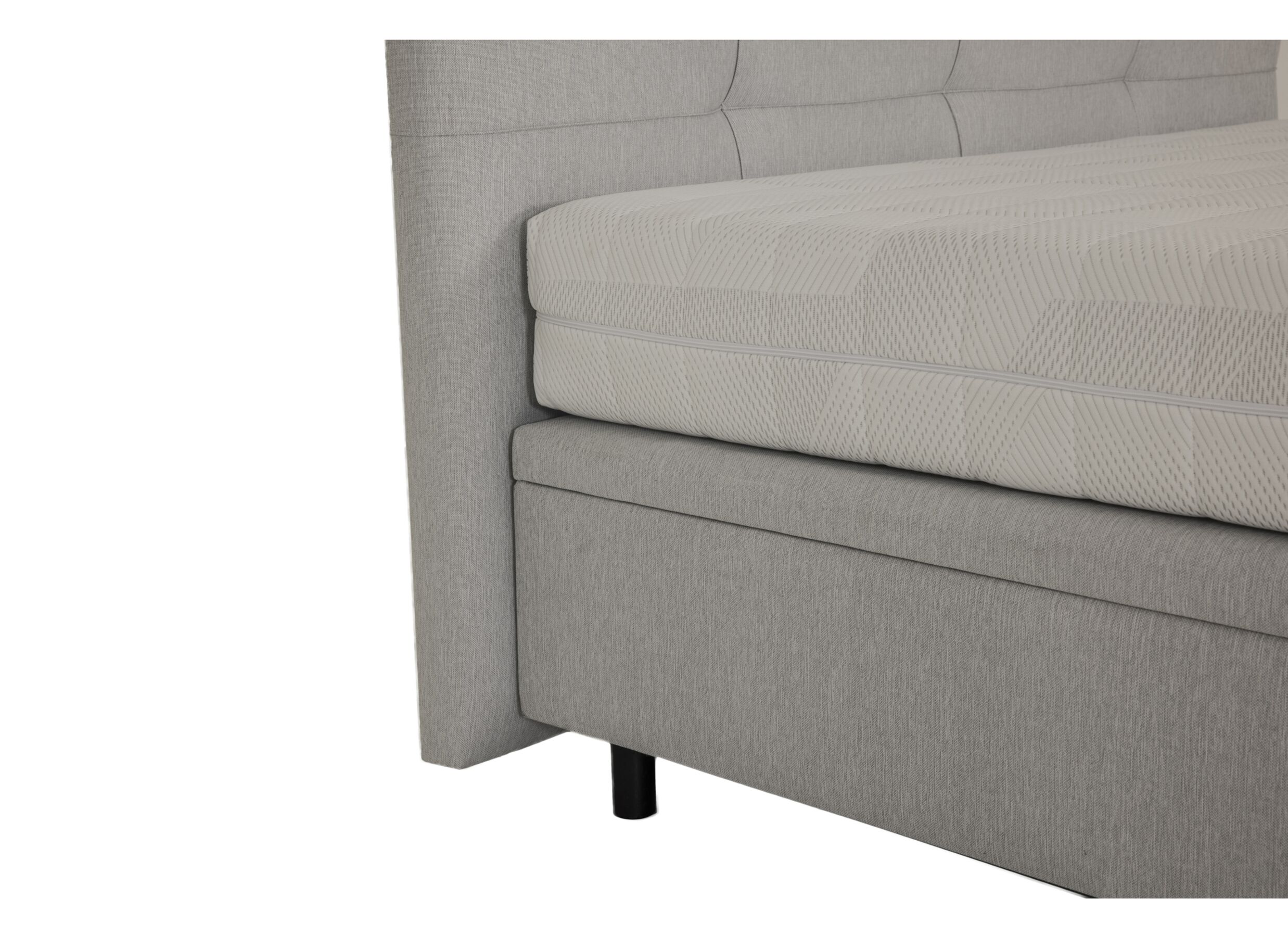 Detailfoto - Bedbox Cosy 140x200cm - stof - lichtgrijs met opbergruimte