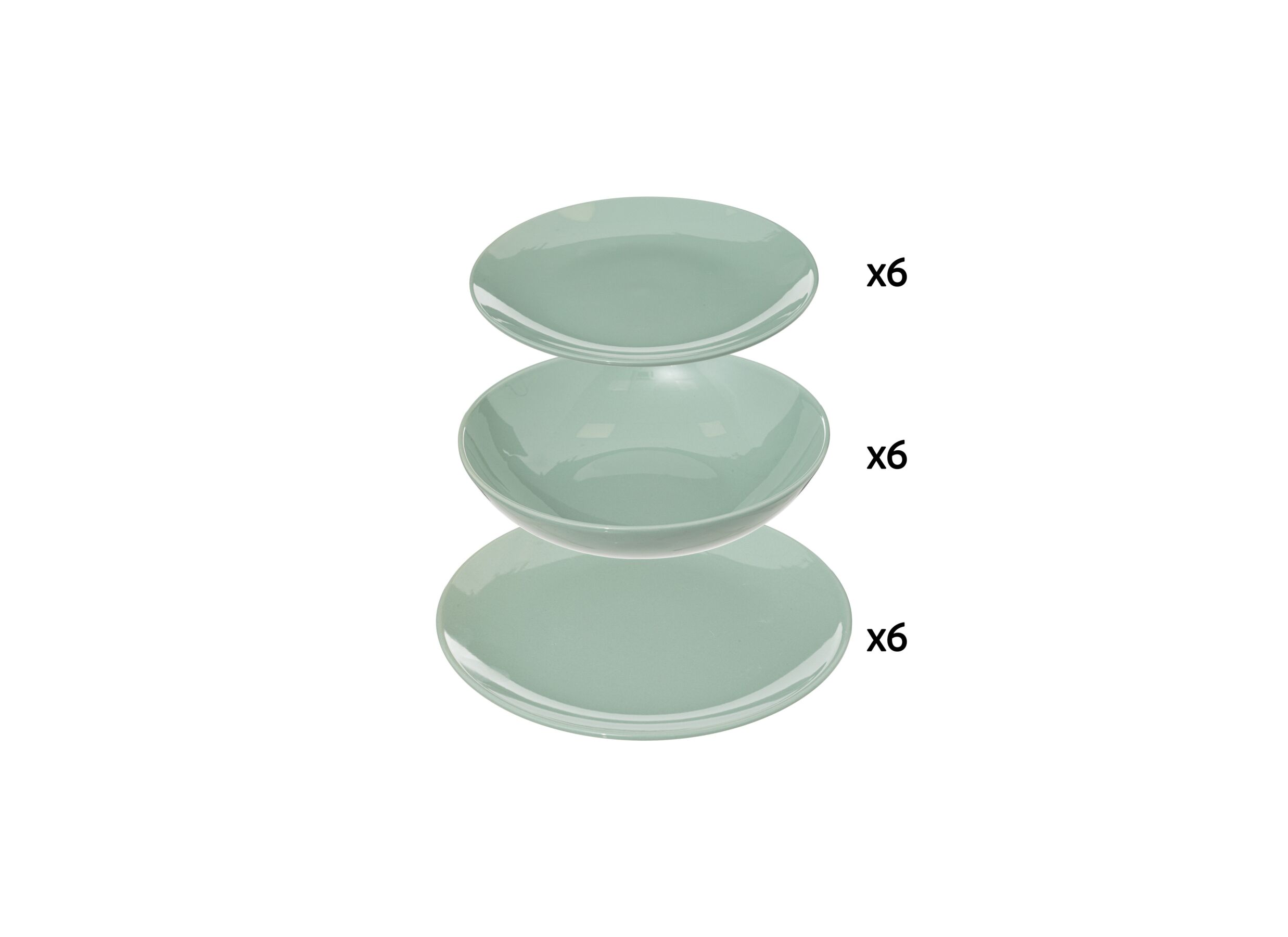 Serviesset Colorama 18-delig - stoneware - muntgroen - Serviesset Colorama 18-delig - stoneware - muntgroen