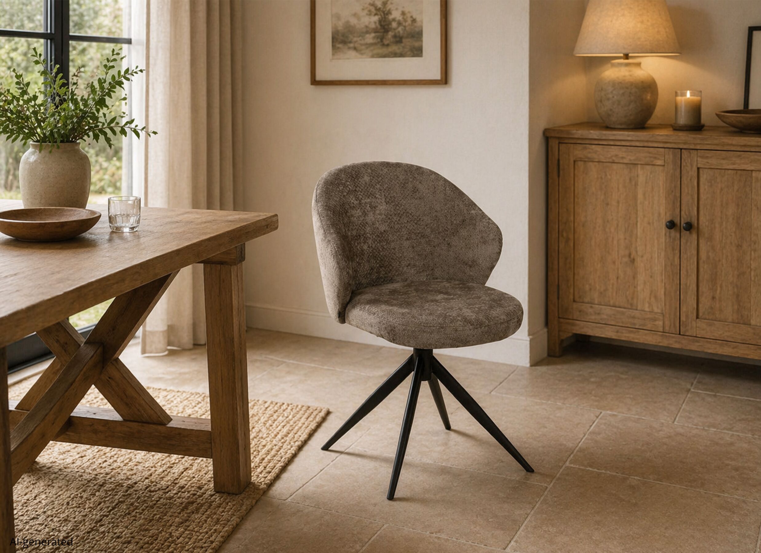 AI Generated - Chaise Jane Movie 57x66x87cm - tissu - taupe