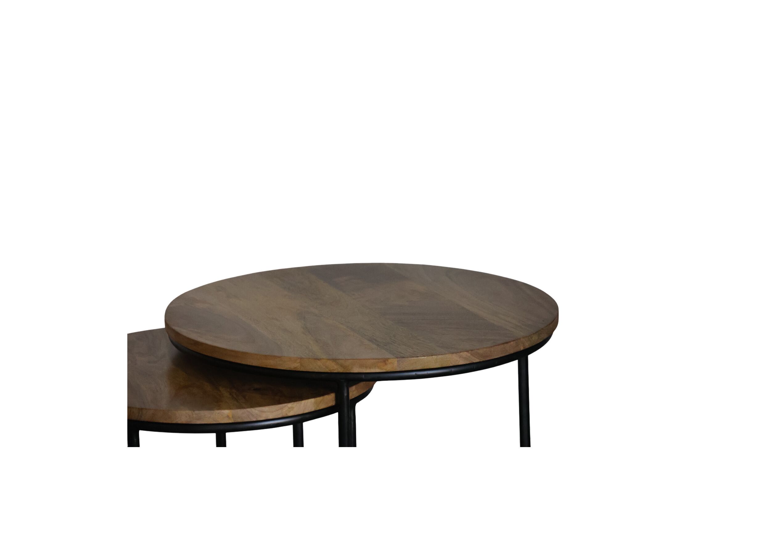 Detailfoto - Bijzettafel Alvarez Ø55cm - mango massief - walnoot - set van 2