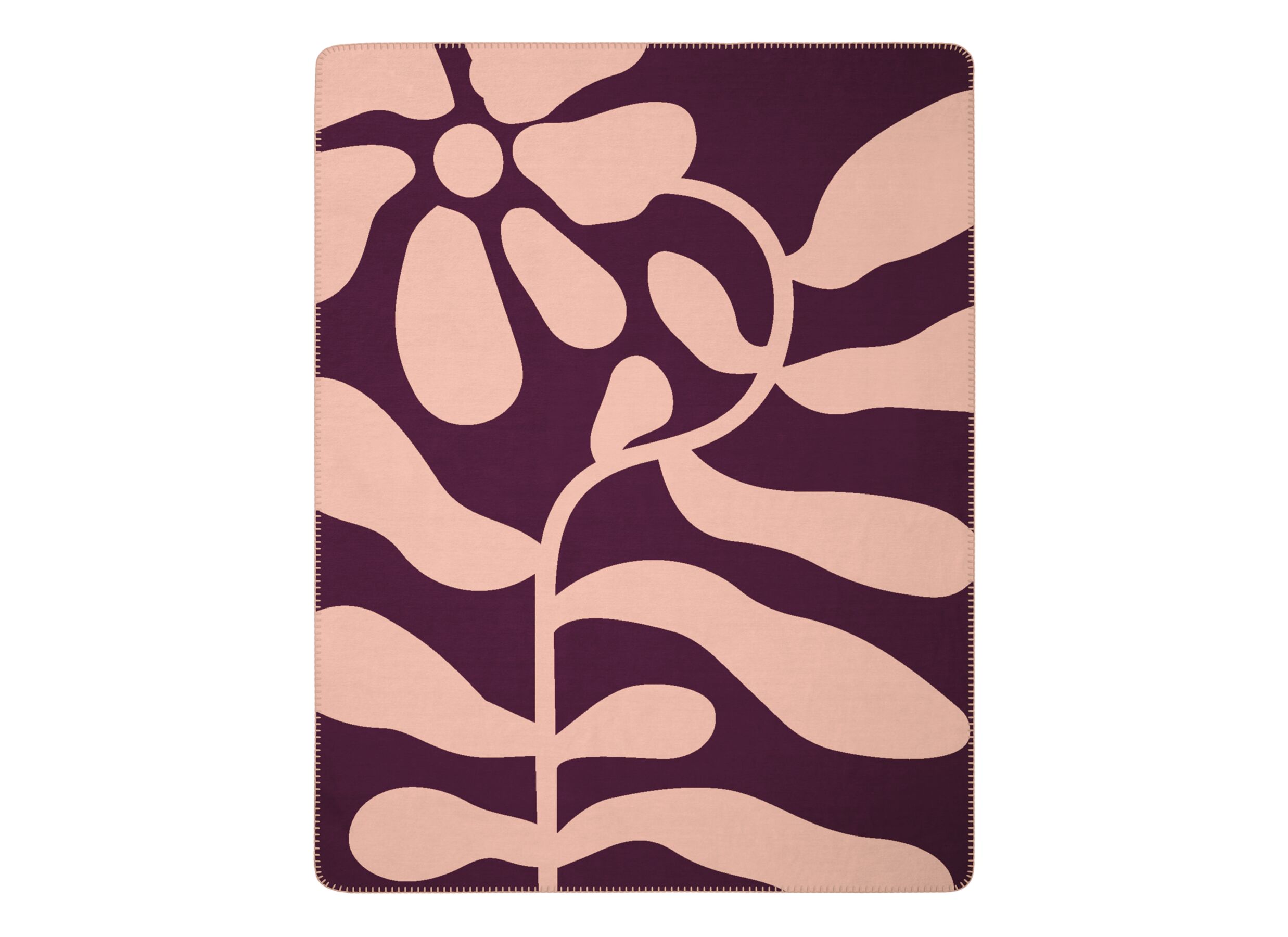 Overzichtsfoto - Plaid Leaf & Bloom 150x200cm - katoen & polyacryl - paars & roze