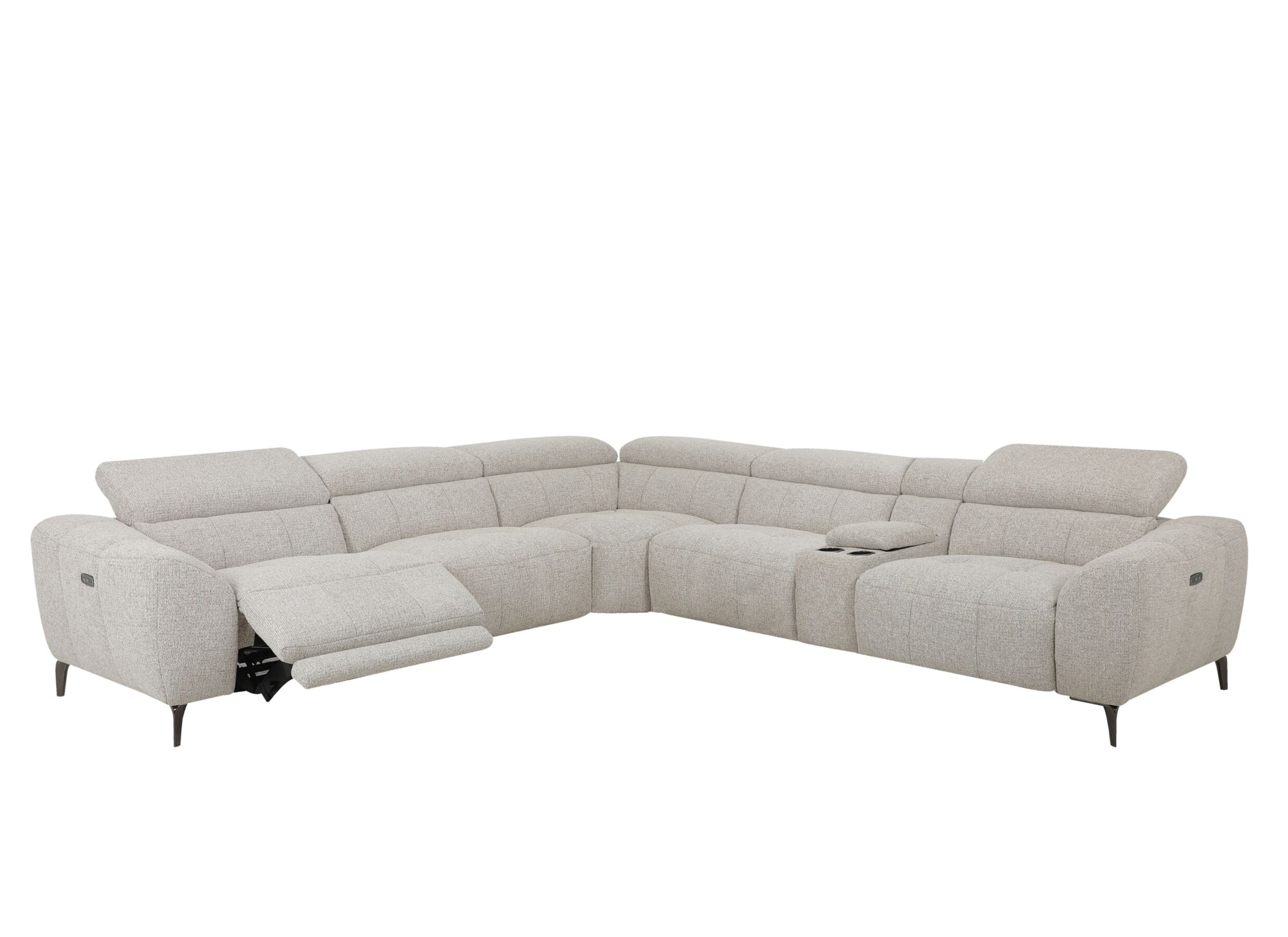 Plus Important - Canapé d'angle Talk 295x327cm - tissu - gris avec relax
