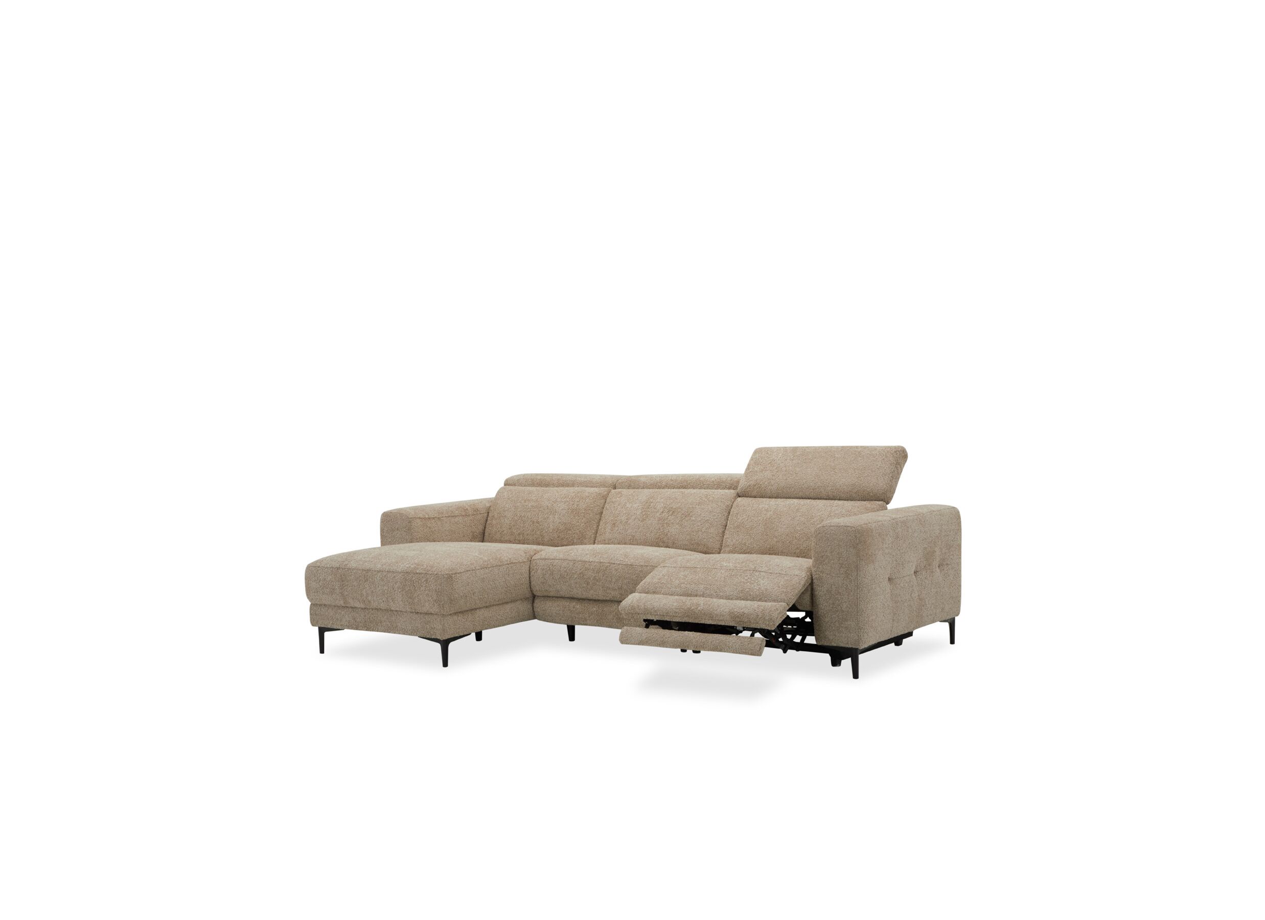 Aperçu - Canapé d'angle Cine 168x277cm - tissu - taupe avec relax