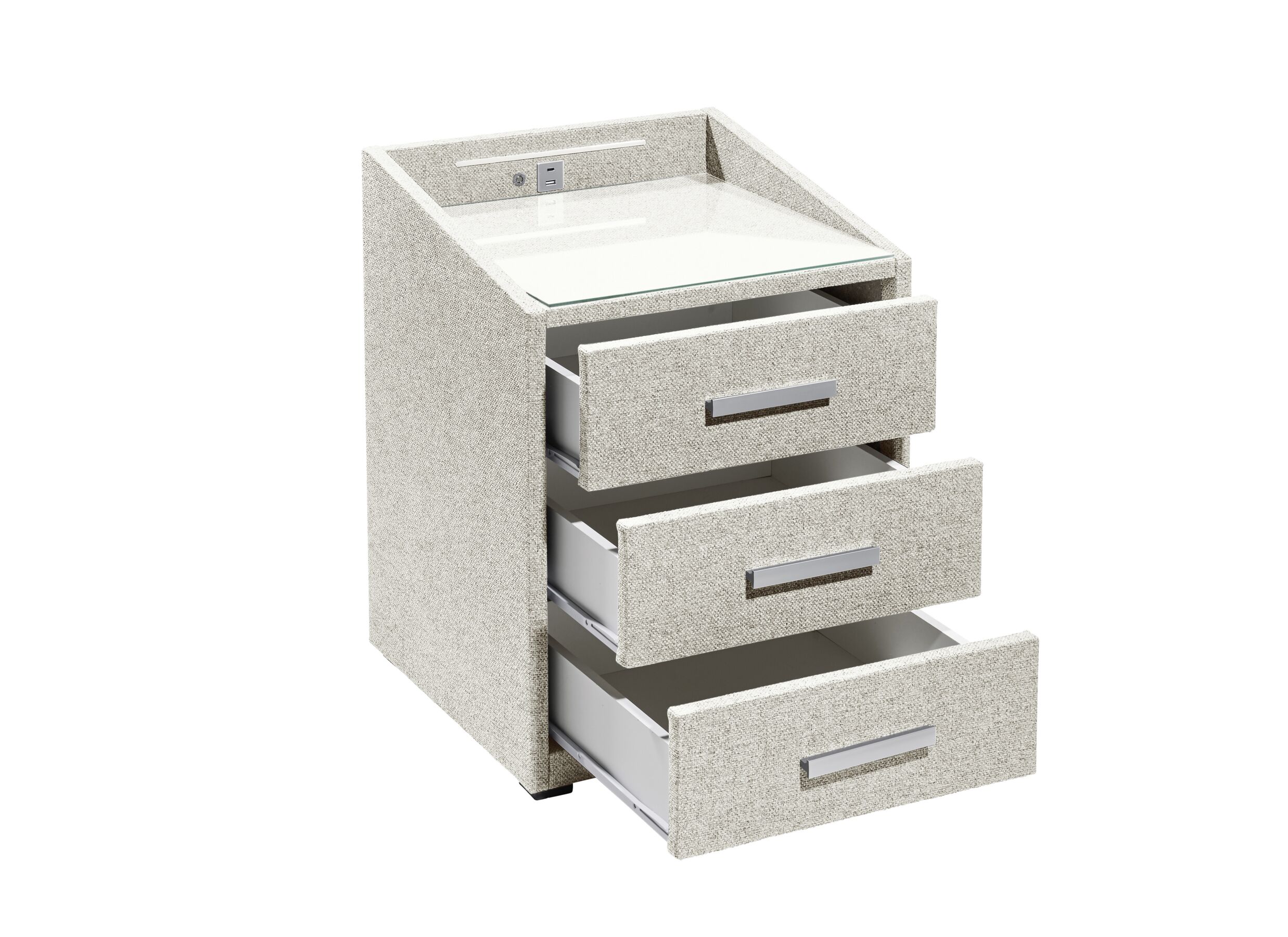 Disposition - Table de chevet Moon 48x47x62cm - tissu - ivoire