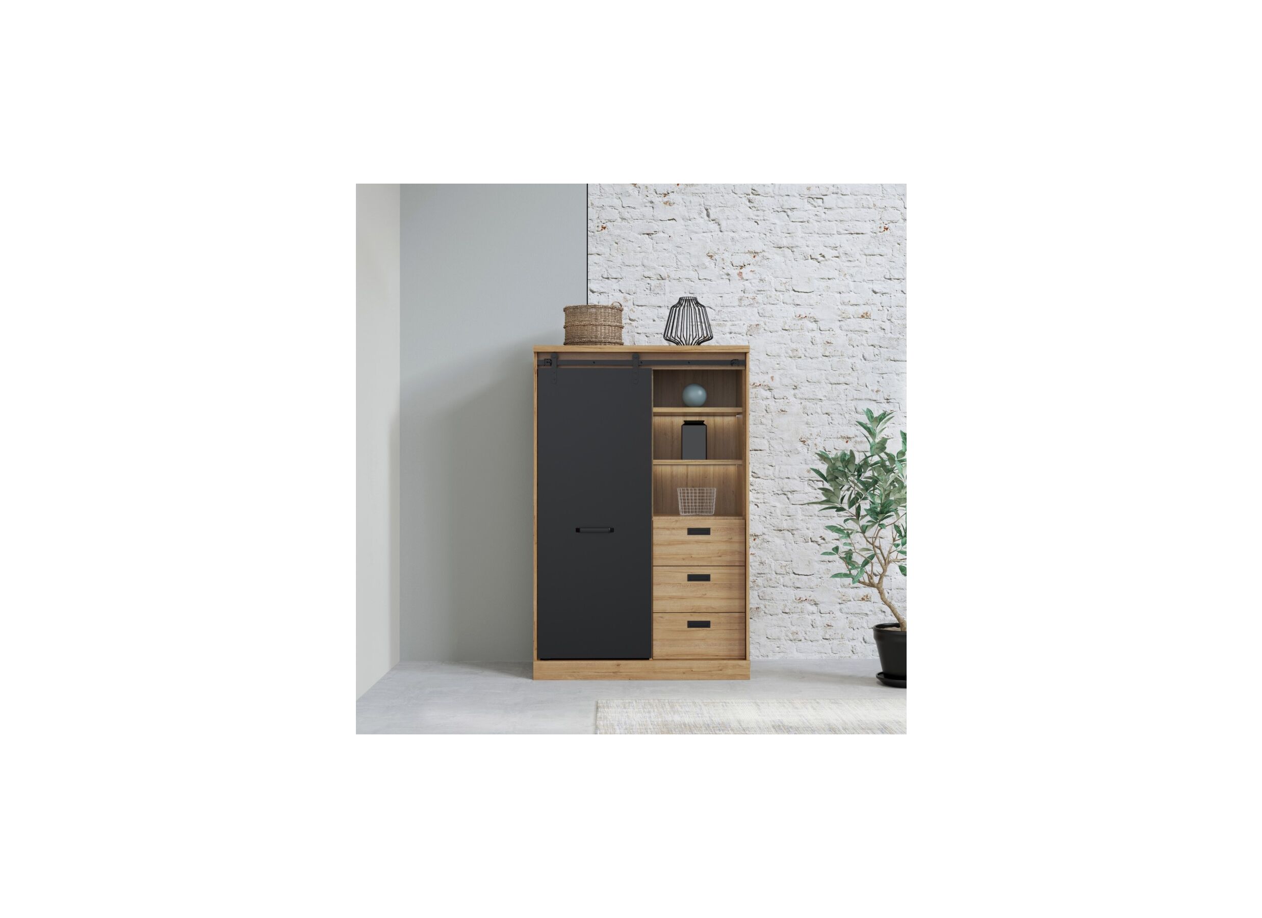 Buffetkast Kaszimiro 103cm - decor - waterford eik/zwart