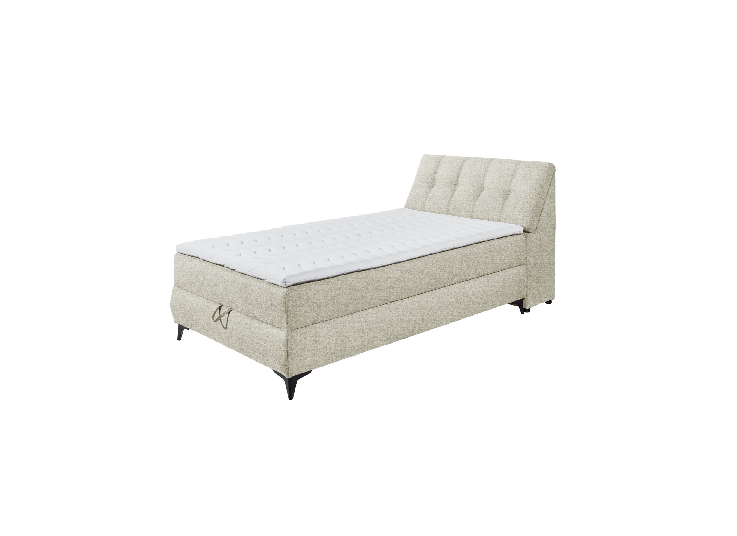 Lit box Atlantis 120x200cm avec rangement tissu ivoire - Lit box Atlantis 120x200cm avec rangement tissu ivoire