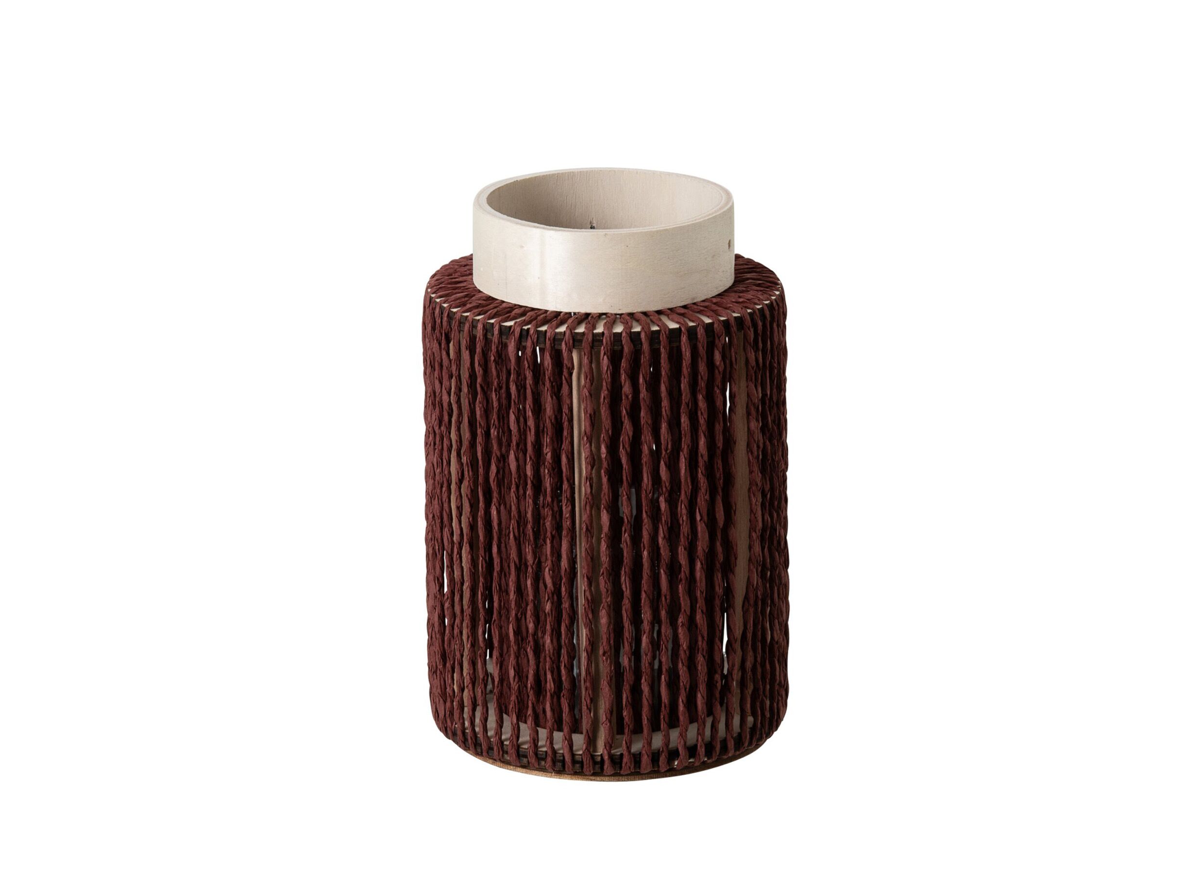 Plus Important - Lanterne H20cm - papier - bordeaux & naturel