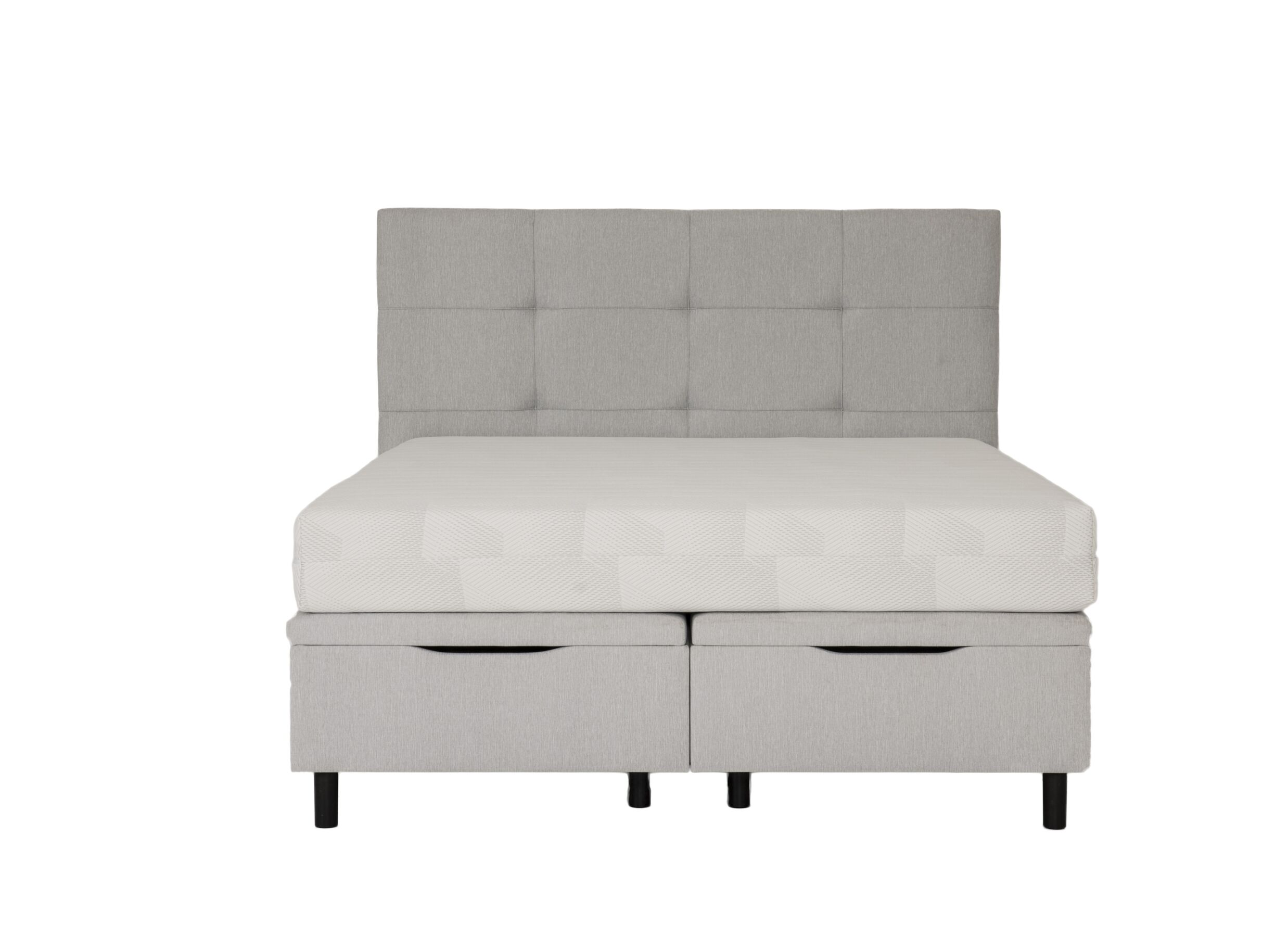 Overzichtsfoto - Bedbox Cosy 140x200cm - stof - lichtgrijs met opbergruimte