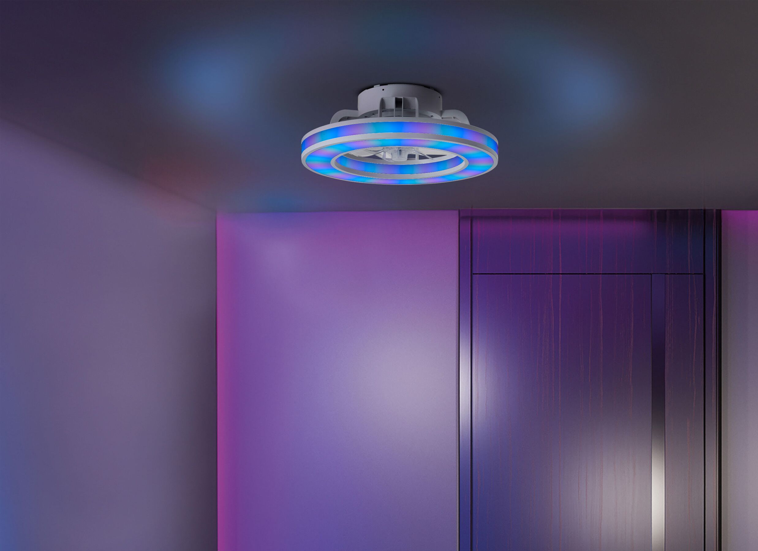 Sfeerfoto - Plafondlamp Mondello met ventilator Ø41,5cm - kunststof - wit