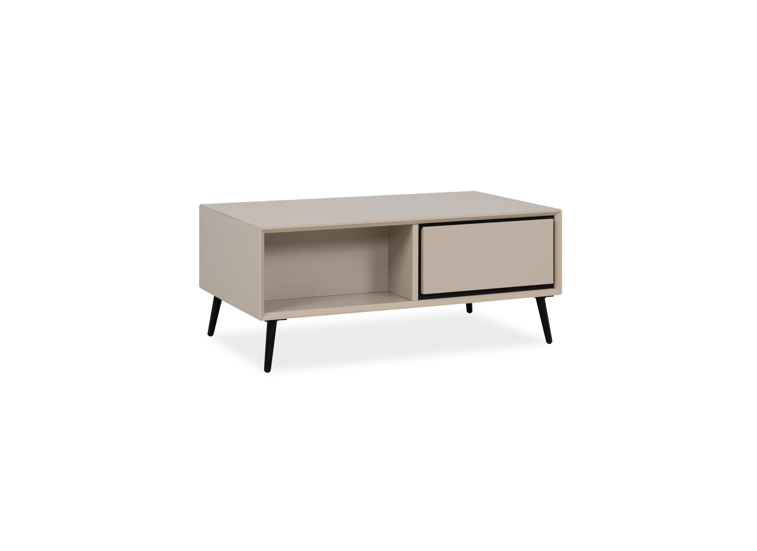 Table basse Arona capuccino avec rangement - Table basse Arona 94x55cm avec rangement - mélamine - capuccino