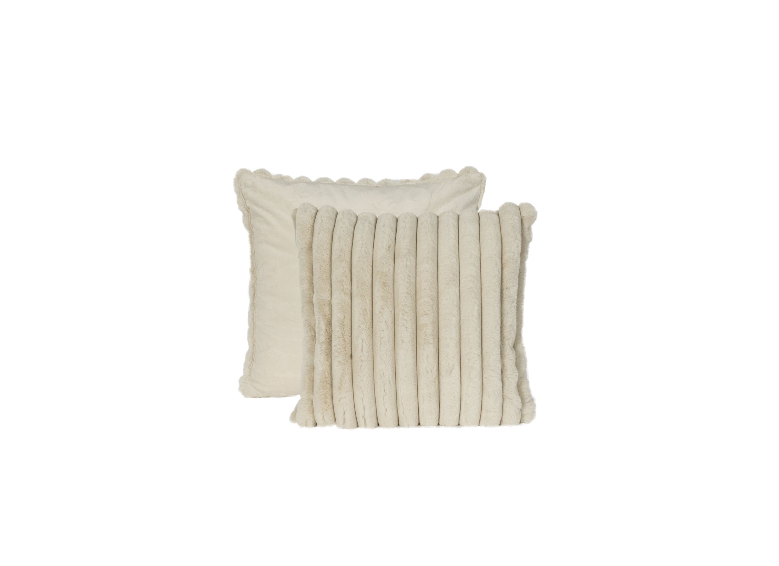 Aperçu - Coussin Gabriella 45x45cm - imitation fourrure de lapin - beige
