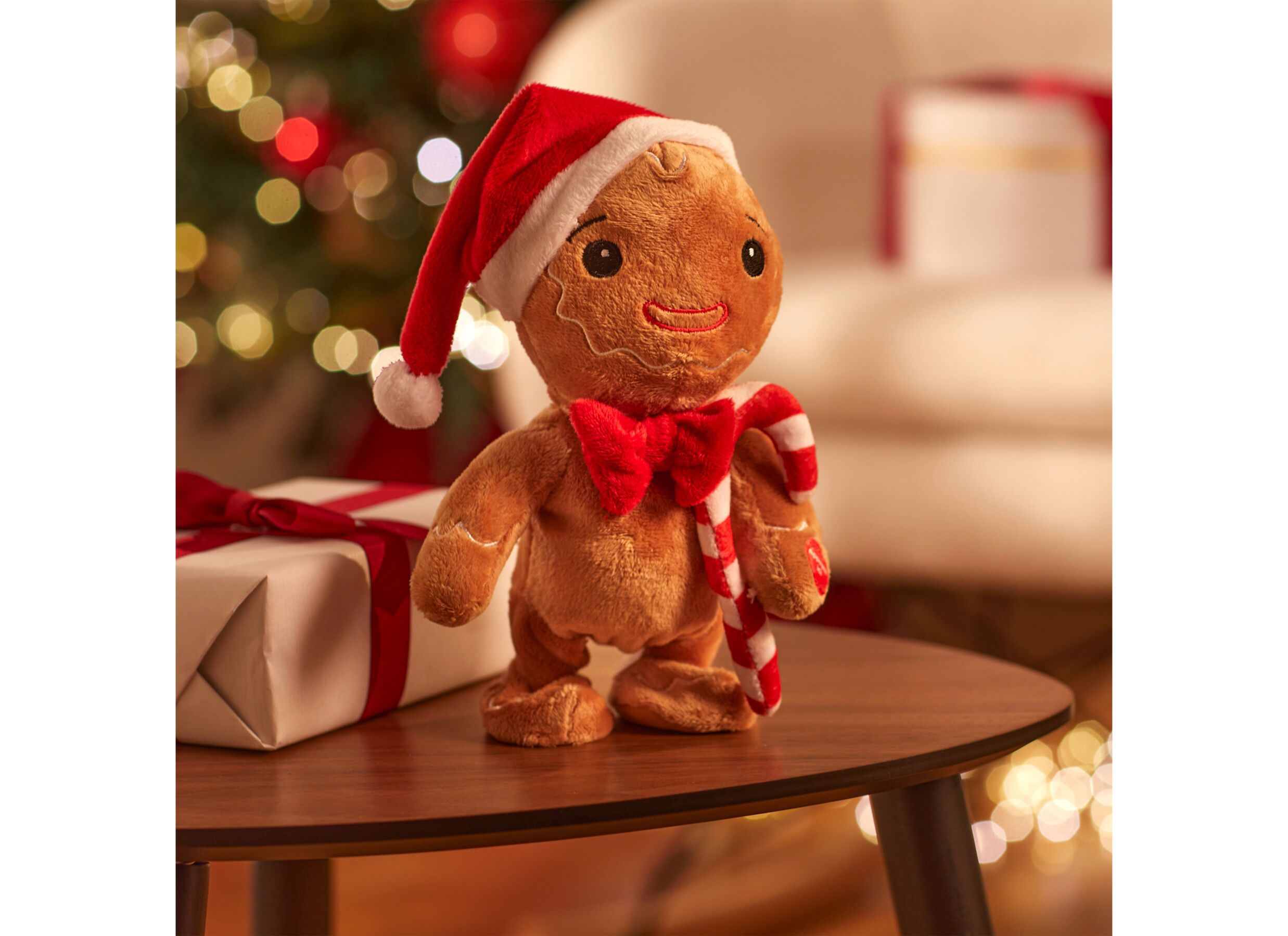 Foto ambiance - Décoration de Noël Pain d'épice H20cm - tissu - marron & rouge