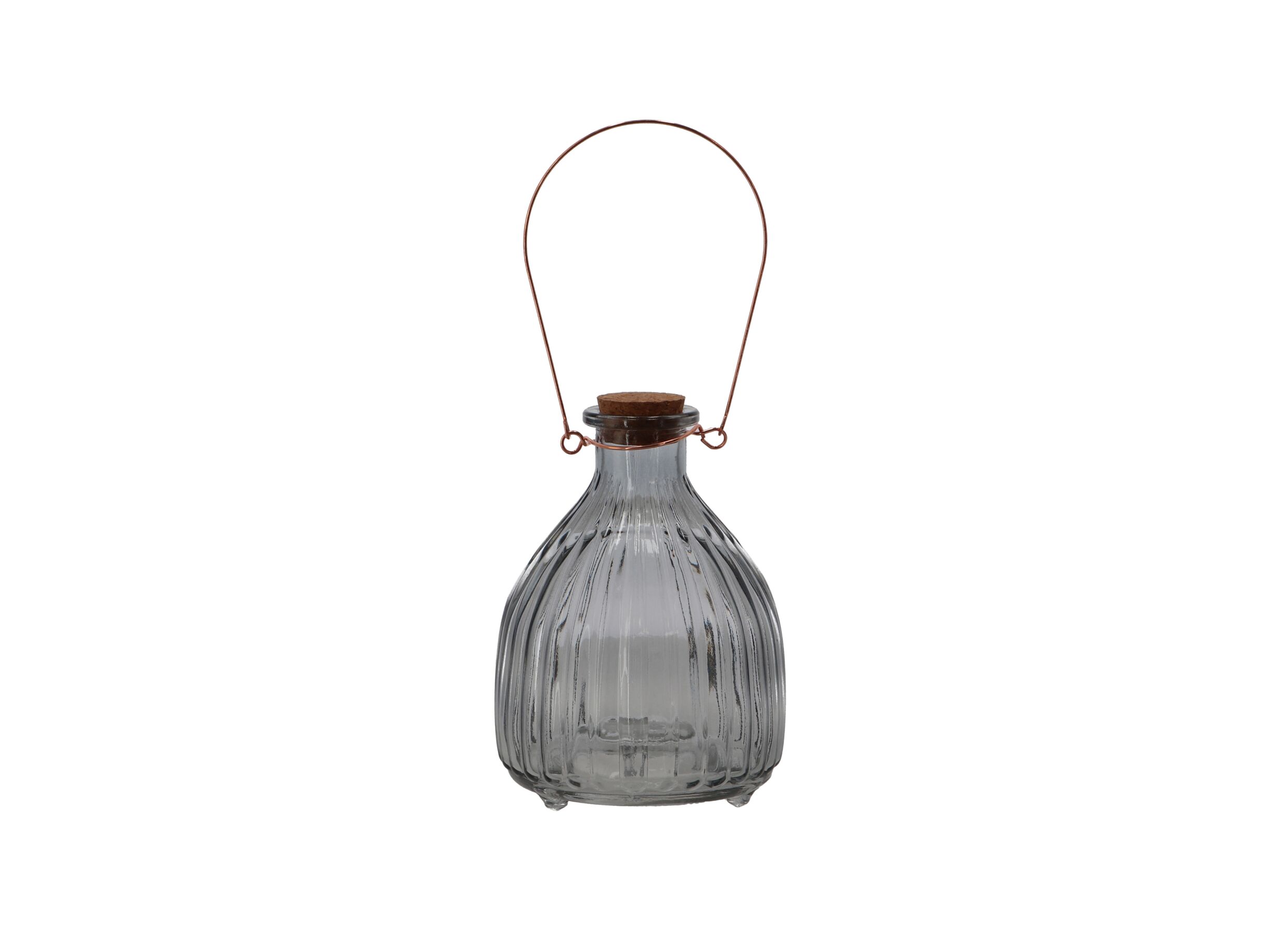 Overzichtsfoto - Wespenpot geribbeld 12,3x17,80cm - glas - bruin & grijs