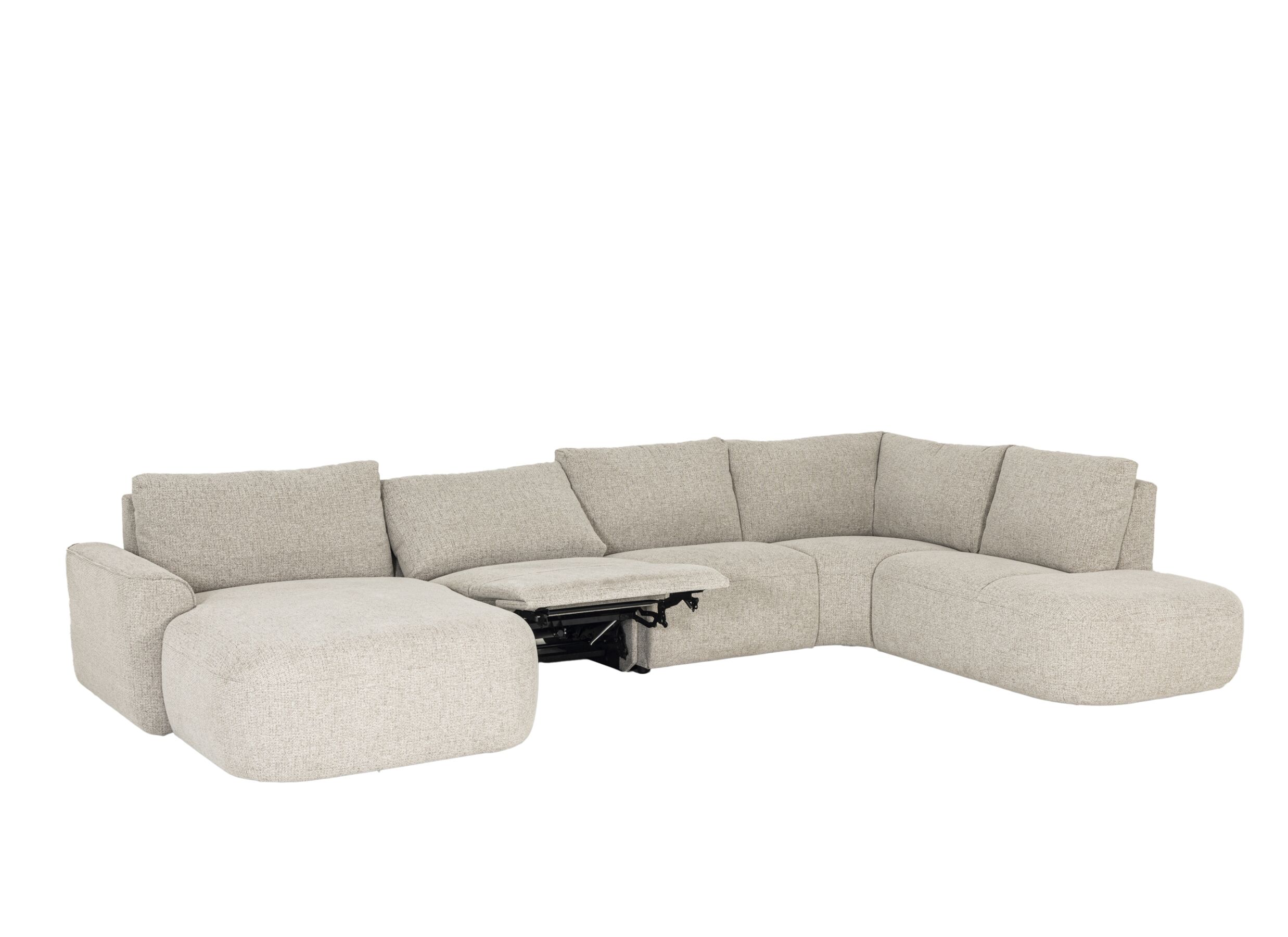 Aperçu - Canapé d'angle Malco 399x235cm - tissu - taupe avec relax