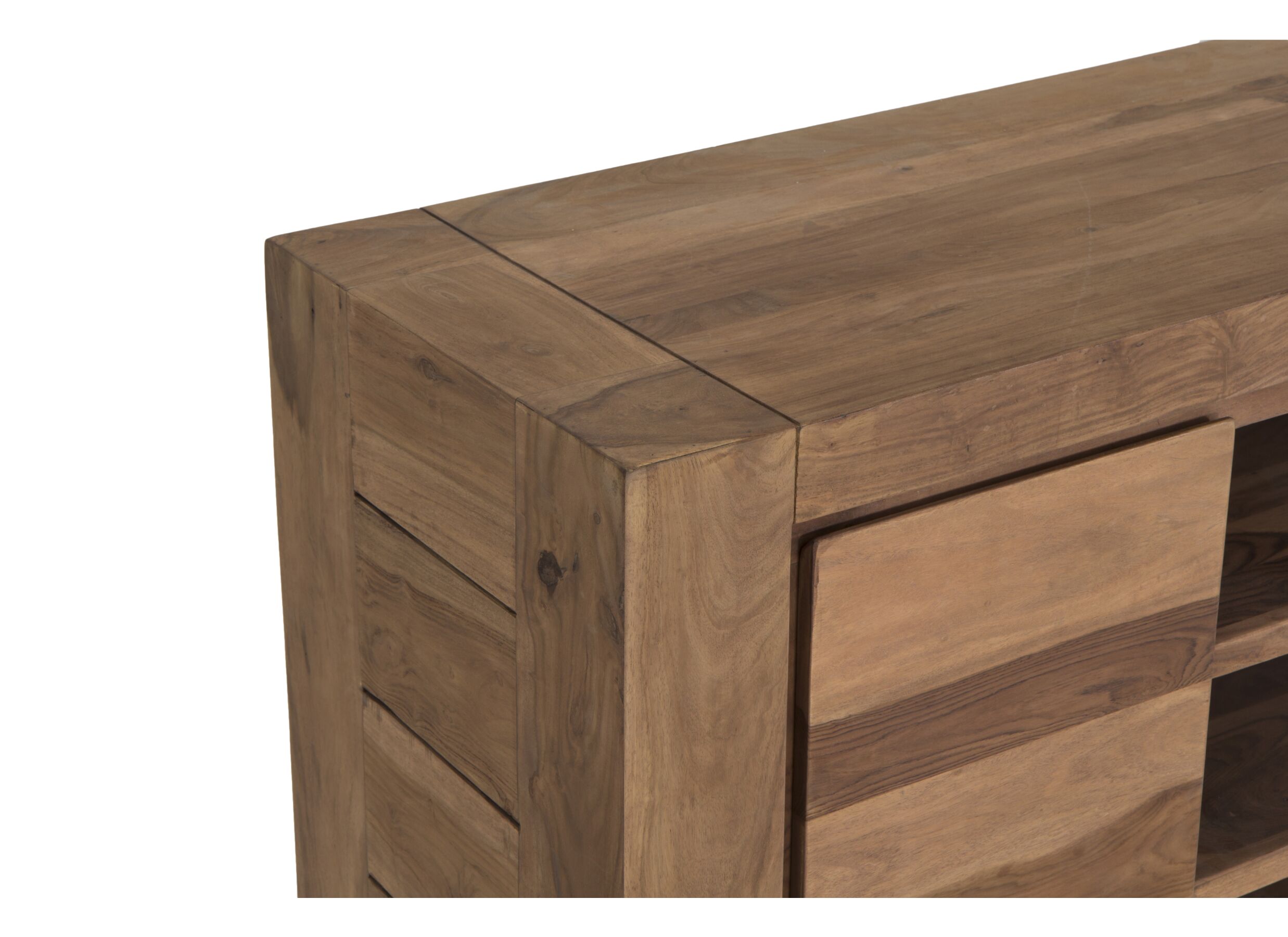 Meuble TV Carbone 150cm - sheesham massif & décor- naturel