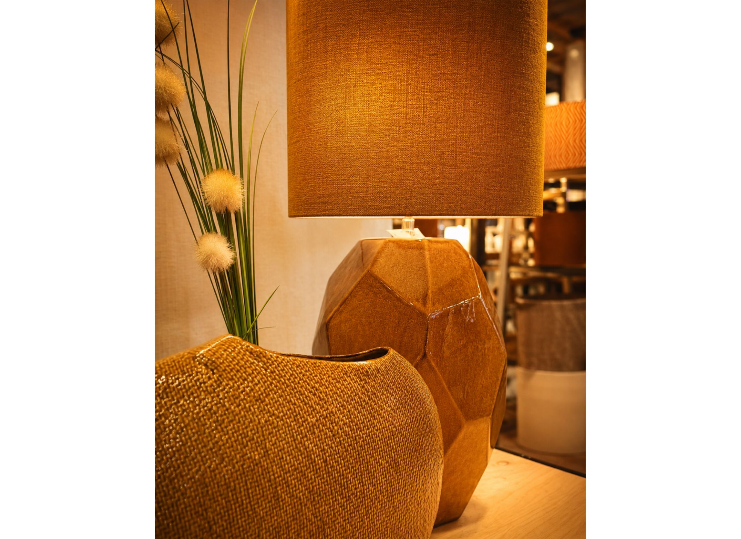 Foto ambiance - Abat-jour Ø30cm - tissu - orange