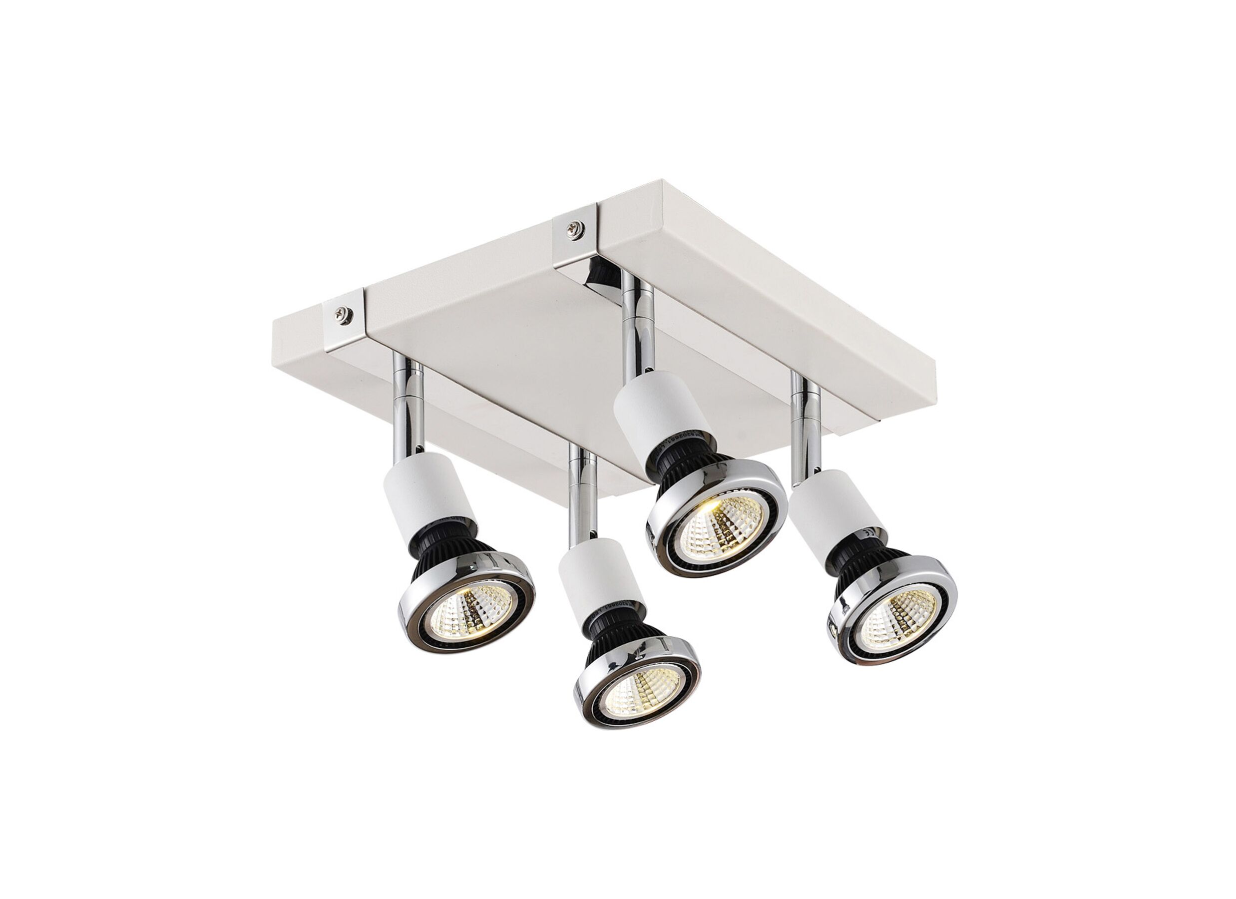 Spot LED avec 4 spots 5W GU10 chrome blanc - Spot LED avec 4 spots 5W GU10 chrome blanc