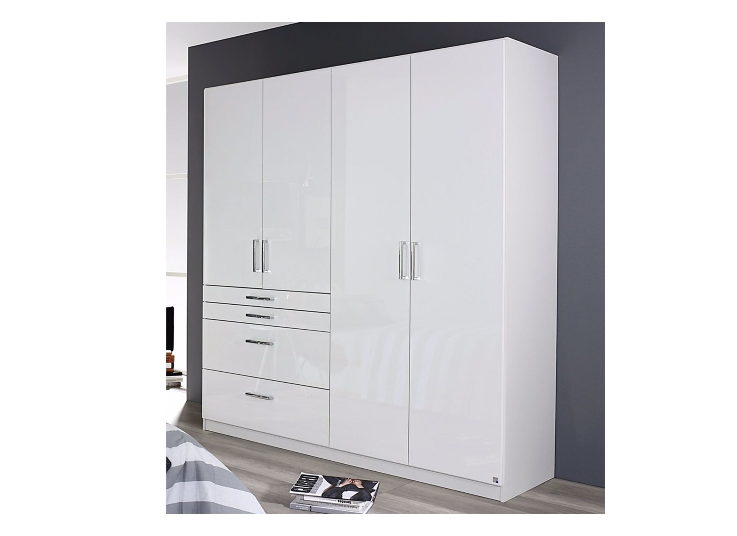 Garde-robe 181cm - Garde-robe 181cm - décor - blanc laqué
