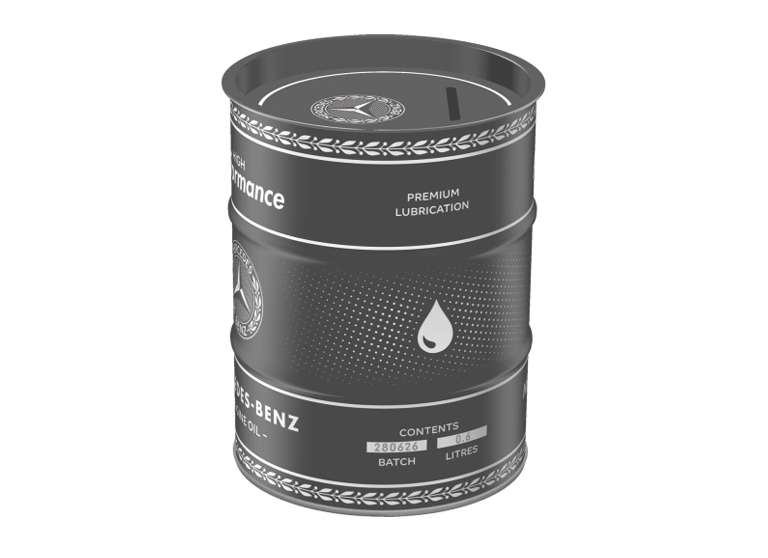 Aperçu - Tirelire Mercedes Benz High Performance Engine Oil H12cm - métal - multicolore