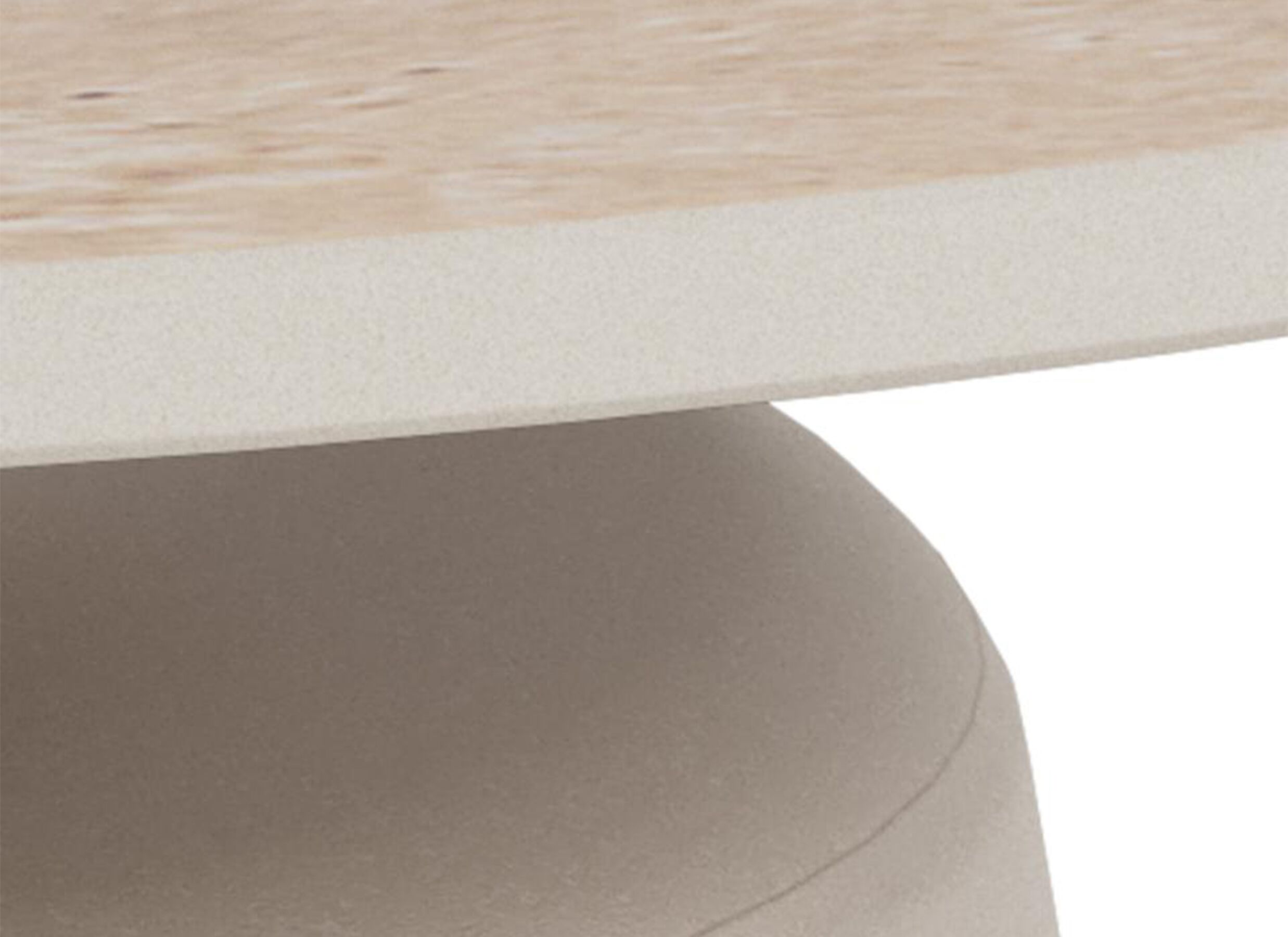 Detail - Table basse Ø70cm - travertin & métal - beige & gris