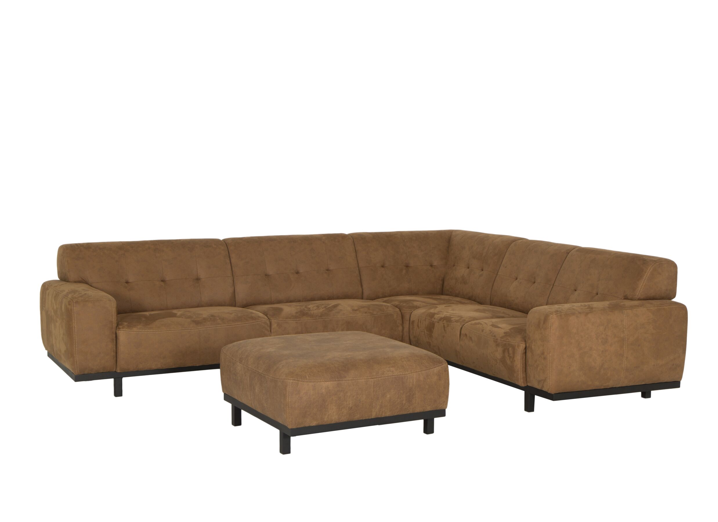 Hoeksalon 303x243cm - stof - cognac