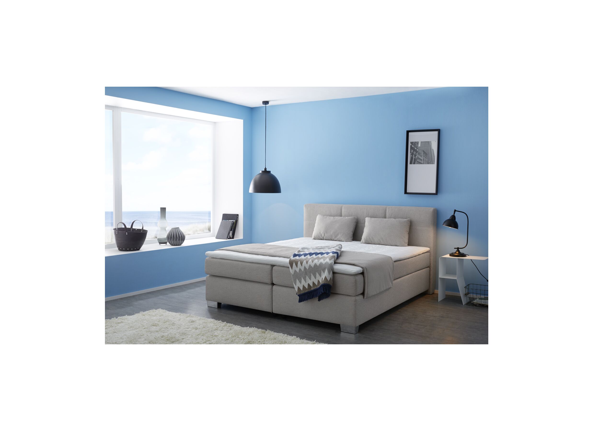 Boxspring Emilia 180x200cm - tissu - greige