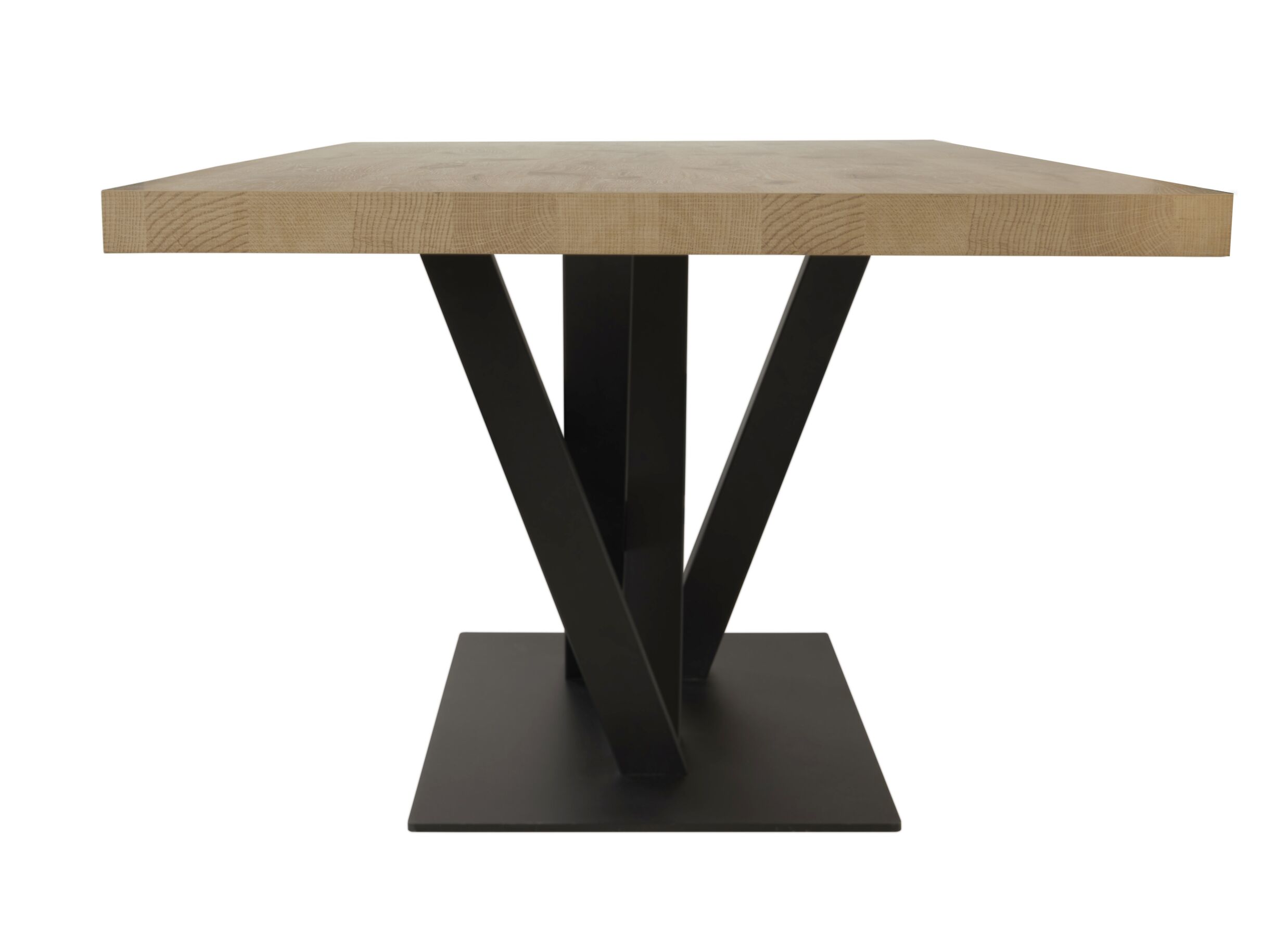 Detailfoto - Tafel Sacha 230x100cm - melamine & metaal - canyon oak & zwart