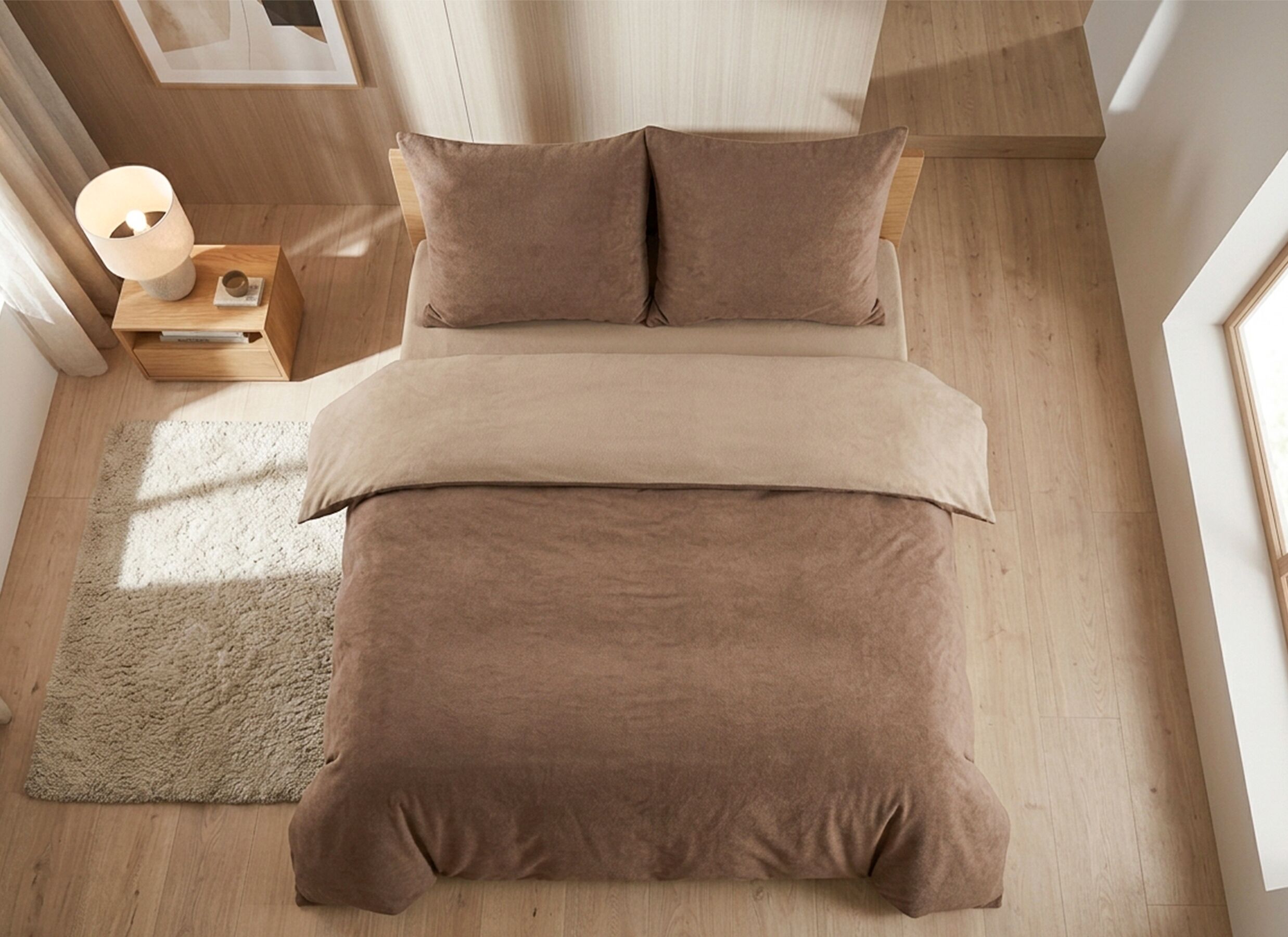 AI Generated - Housse de couette 240x220cm - flanelle - taupe