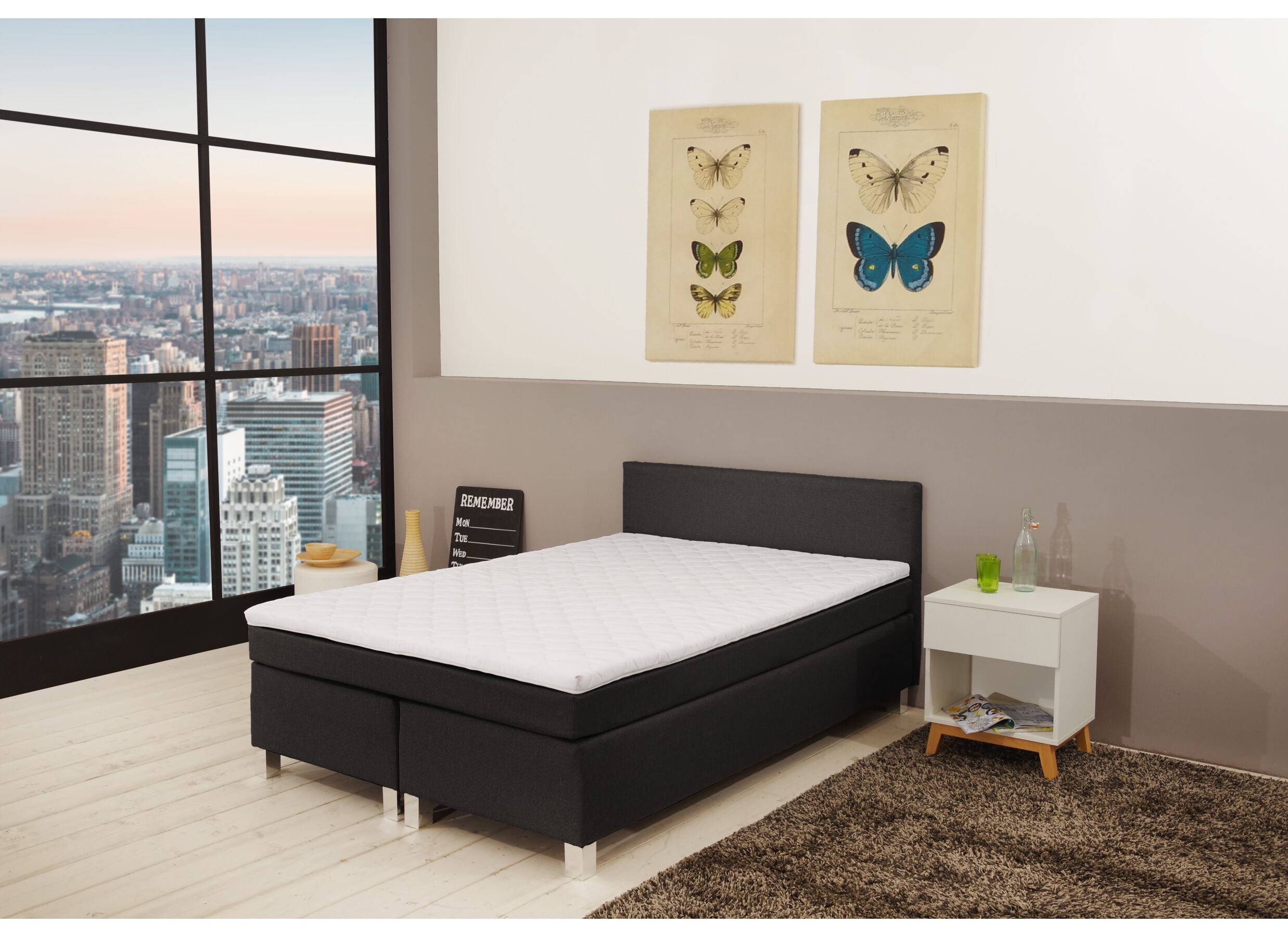 Boxspring BX1480 140x200cm - stof - zwart