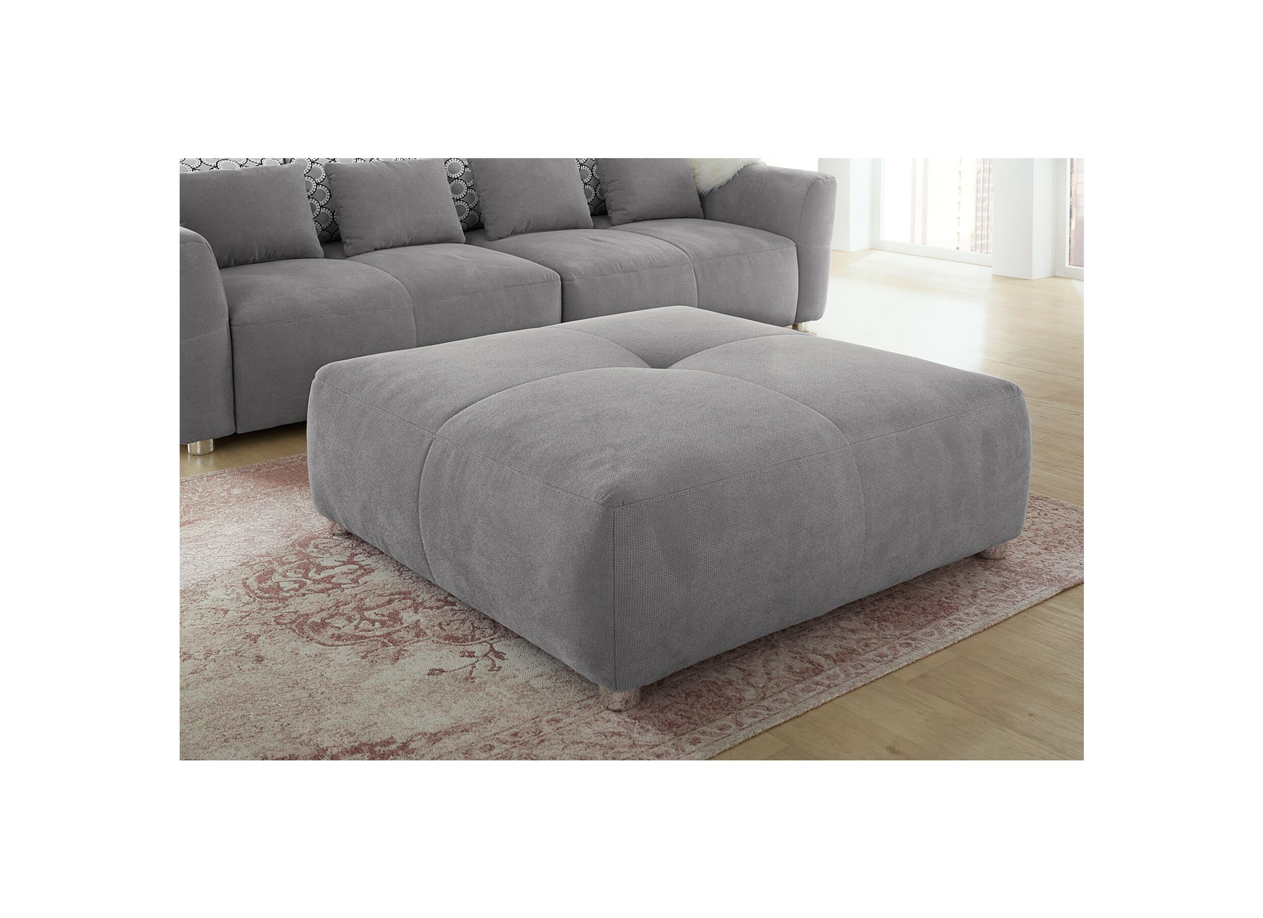 Sfeerfoto - Poef Gulliver 126x126cm stof grijs